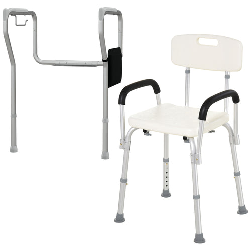 Height Adjustable Shower Chair & Toilet Safety Rail Set for Seniors, Multi Colour