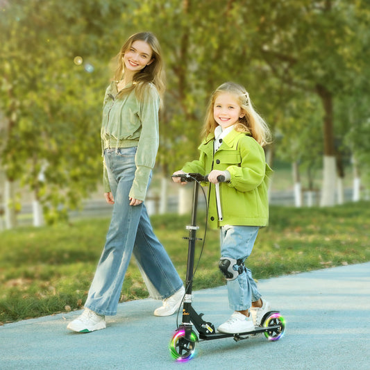 Scooter for Kids Ages 3-8 with Light Up Wheels, Adjustable Handlebar, Rear Brake &; Handbrake for Girls and Boys, Black Scooters at Gallery Canada