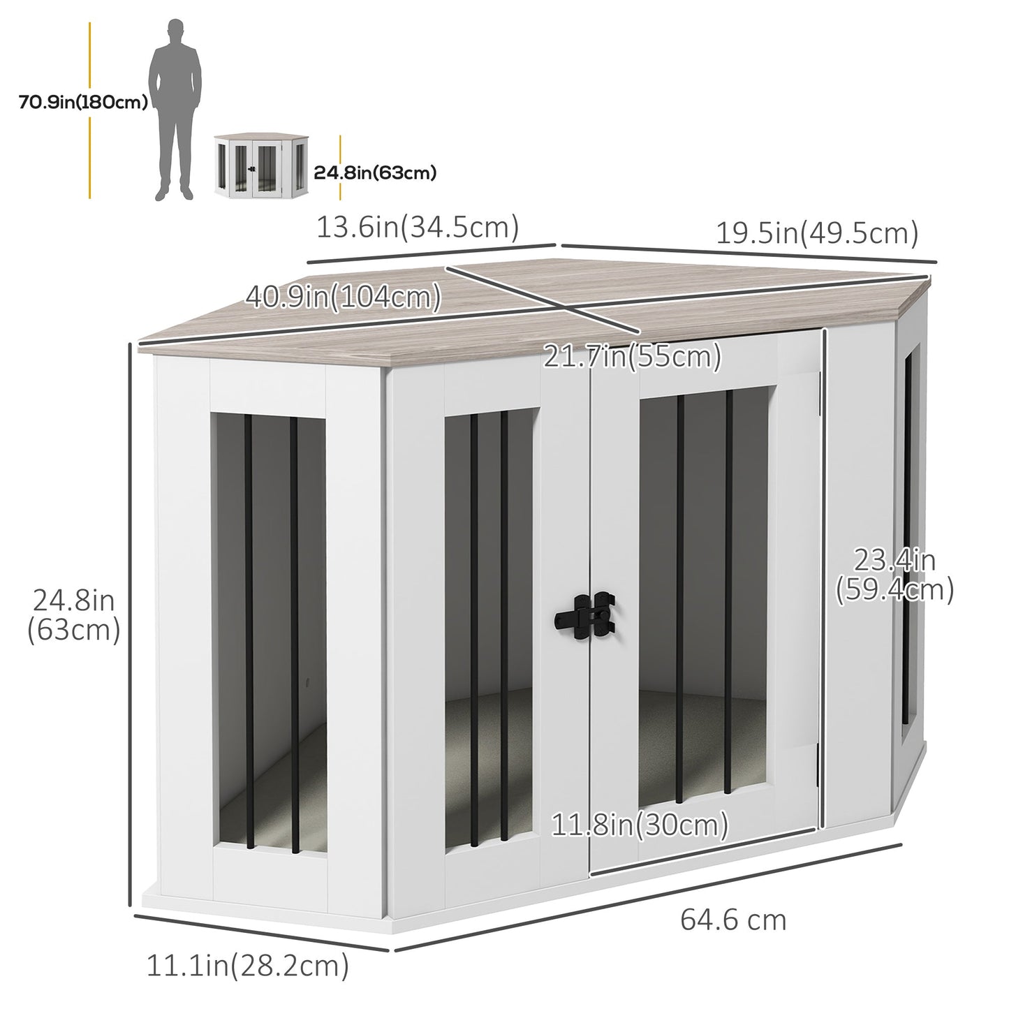 Dog Crate Furniture with Cushion, 41 Inch Conner Design Dog Crate End Table for Medium Dogs, Multi Colour Houses, Kennels & Pens   at Gallery Canada