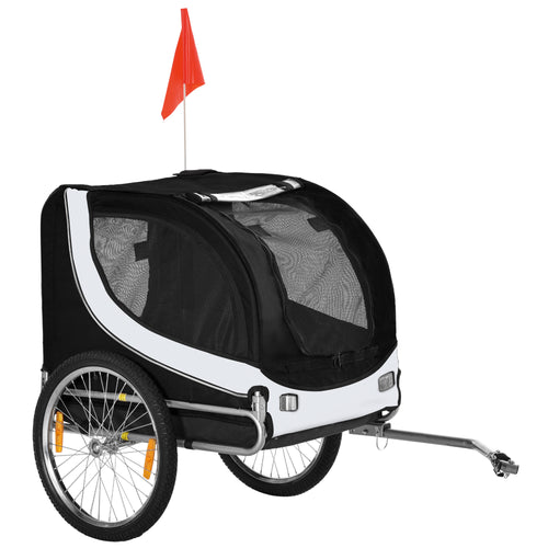 Dog Bike, Trailer Pet Cart, Bicycle Wagon, Travel Cargo, Carrier Attachment with Hitch, Foldable for Travelling, White