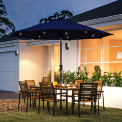 9ft Solar Patio Umbrella Outdoor Sunshade 24 LED Lights Tilt Canopy Navy Blue Sun Umbrellas Navy Blue at Gallery Canada