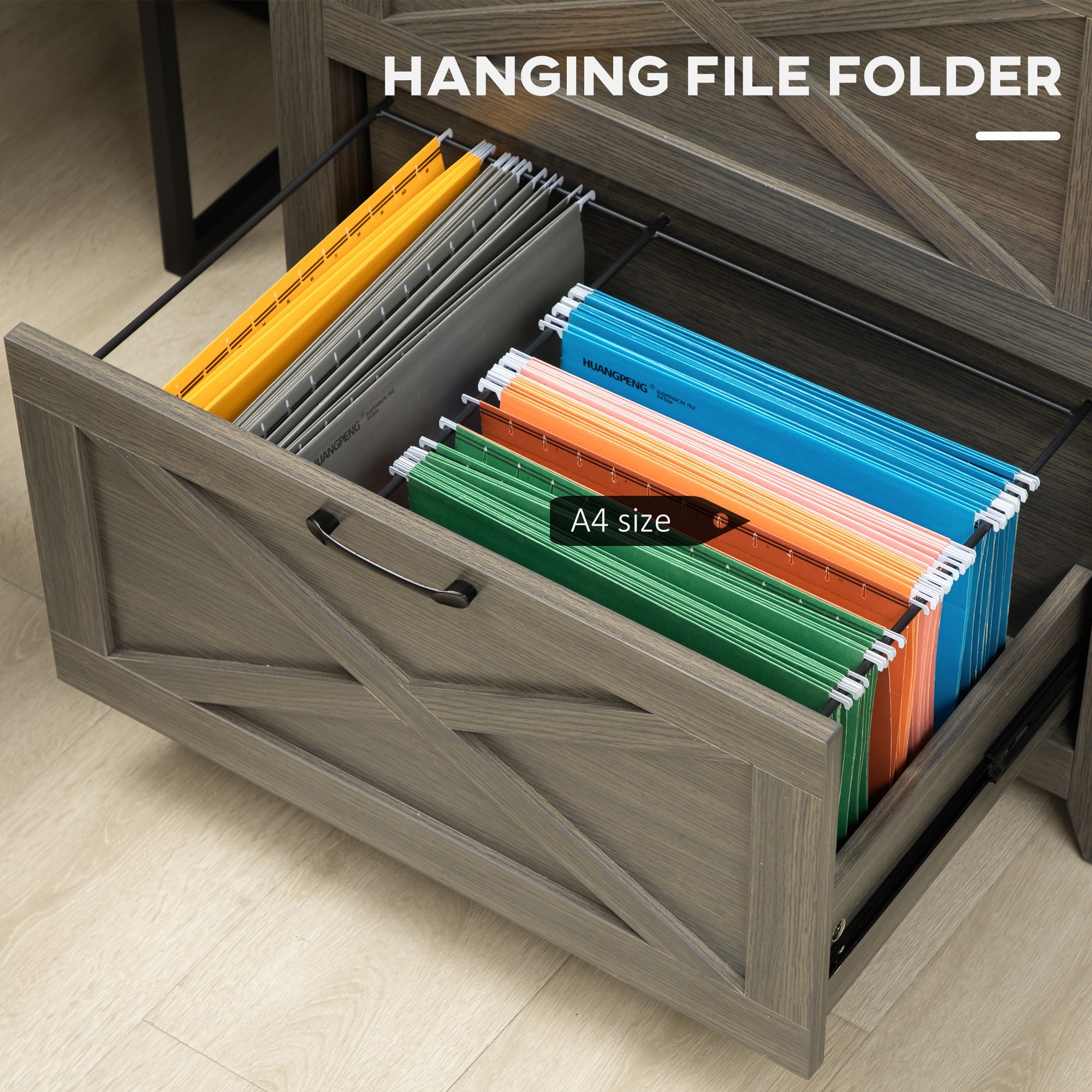 Vertical File Cabinet with Hanging Bars for A4 Size for Home Office, 29.9