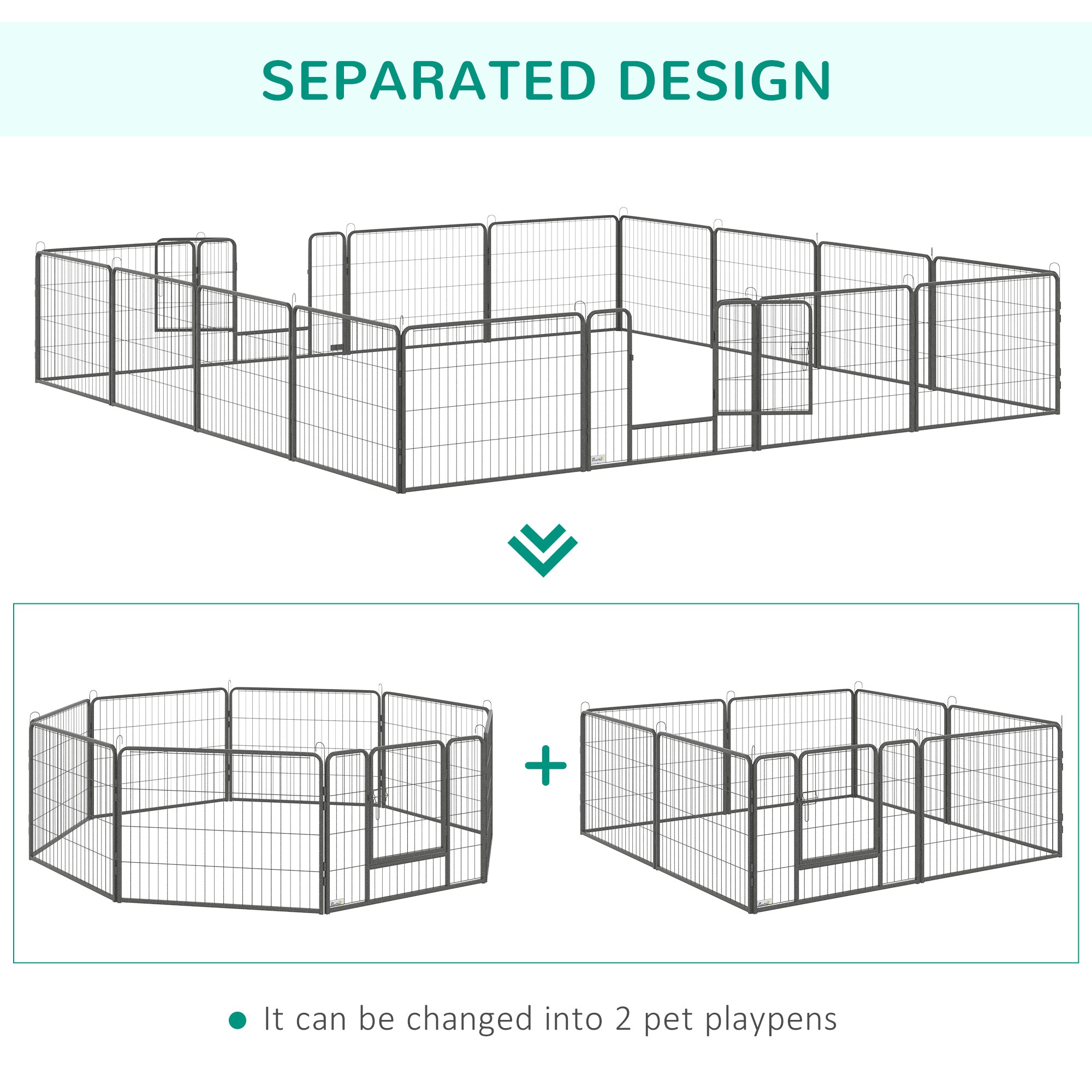 Heavy Duty Dog Playpen, 16 Panels Pet Playpen Dog Fence, Portable Puppy Exercise Pen, with 2 Doors Locking Latch, Outdoor or Indoor Use 23.5