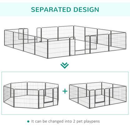 Heavy Duty Dog Playpen, 16 Panels Pet Playpen Dog Fence, Portable Puppy Exercise Pen, with 2 Doors Locking Latch, Outdoor or Indoor Use 23.5" Height Houses, Kennels & Pens at Gallery Canada