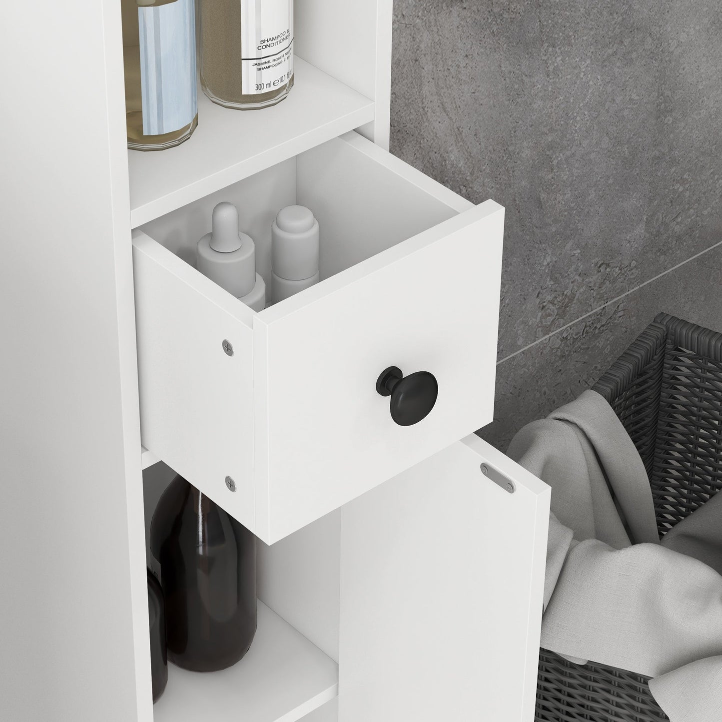 Tall 71" Bathroom Storage Cabinet with Adjustable Shelves and 2 Doors, White Bathroom Cabinets   at Gallery Canada