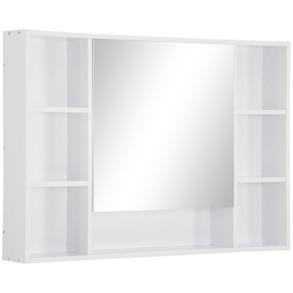 Wall Mounted Medicine Cabinet, 39.25"W x 27.5"H Bathroom Mirror Cabinet with Single Mirrored Door, Shelves and Storage Cupboard, White Mirror Medicine Cabinets White  at Gallery Canada