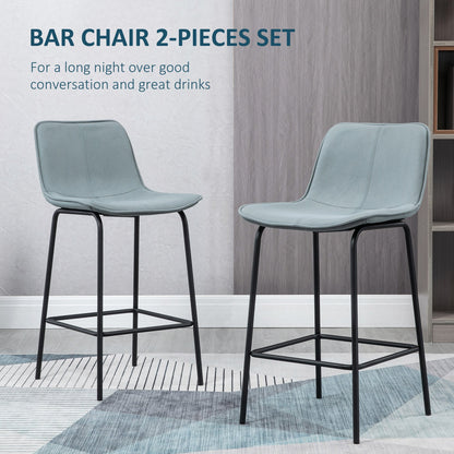 Bar Stools Set of 2, Upholstered Counter Height Bar Chairs, 26" (66 cm) Kitchen Stools with Steel Legs for Dining Area, Kitchen Aisle, Light Grey Bar Stools   at Gallery Canada