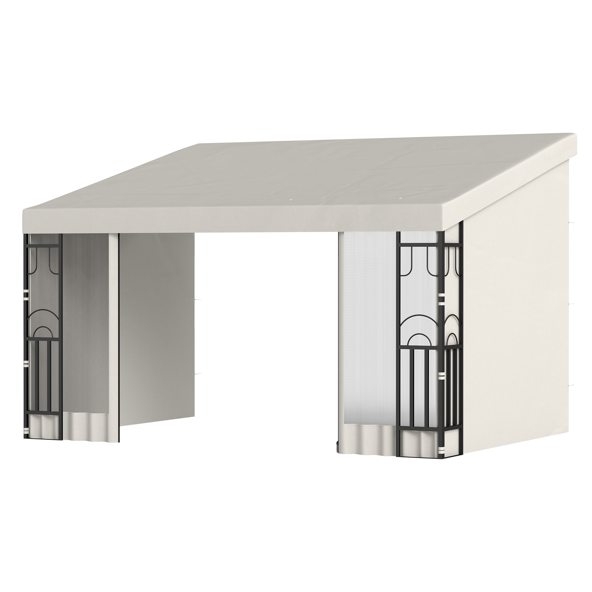10' x 13' Wall Pergola, Outdoor Gazebo with 2 Curtains and 2 Nettings, UV Resistant, for Patio, Deck, Beige Pergolas Beige at Gallery Canada