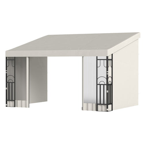 10' x 13' Wall Pergola, Outdoor Gazebo with 2 Curtains and 2 Nettings, UV Resistant, for Patio, Deck, Beige
