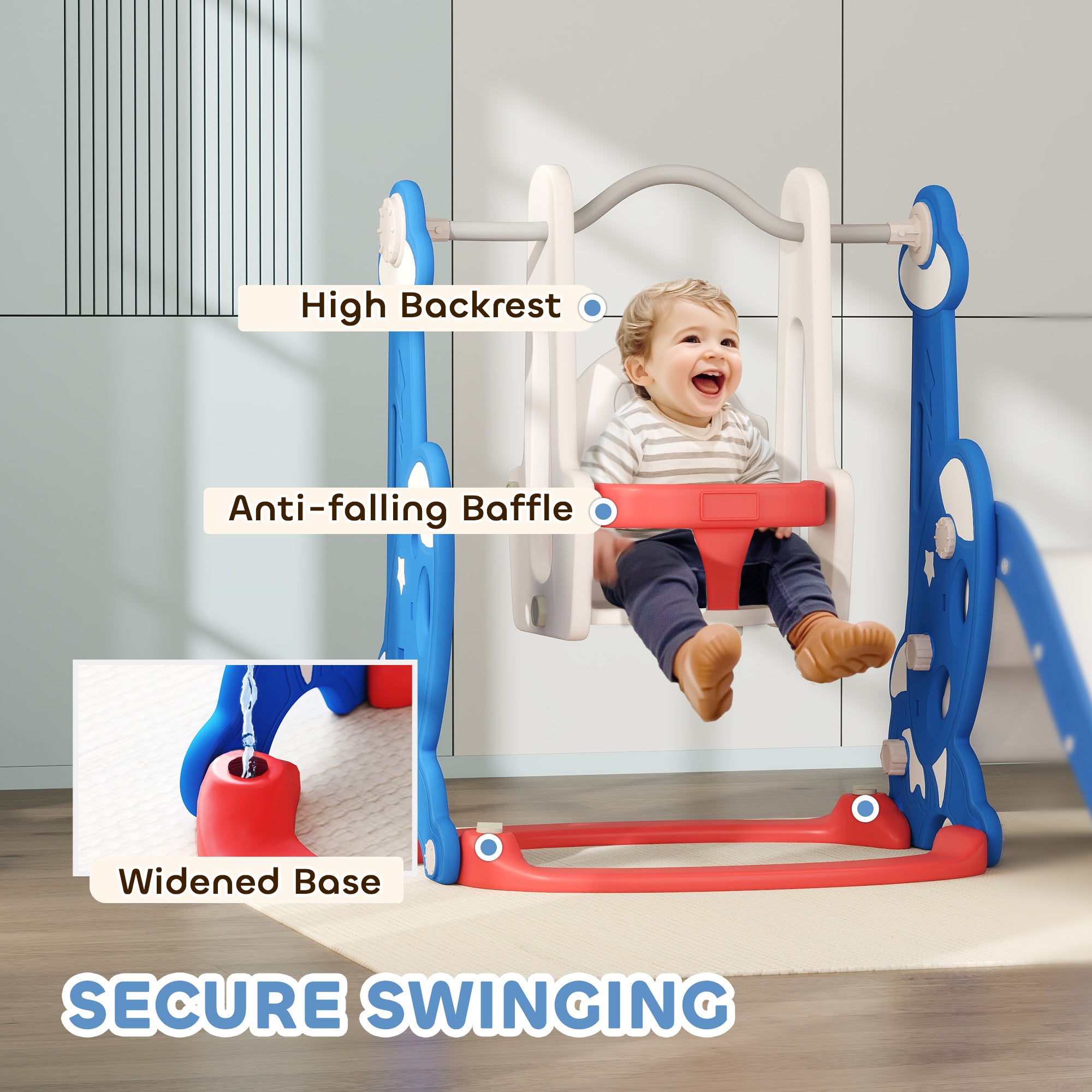 4-in-1 Slide and Swing Set with Basketball Hoop, Climber, for Ages 1.5-4 Boys Girls Toddler, Rocket Themed, Dark Blue Gym Sets & Swings at Gallery Canada
