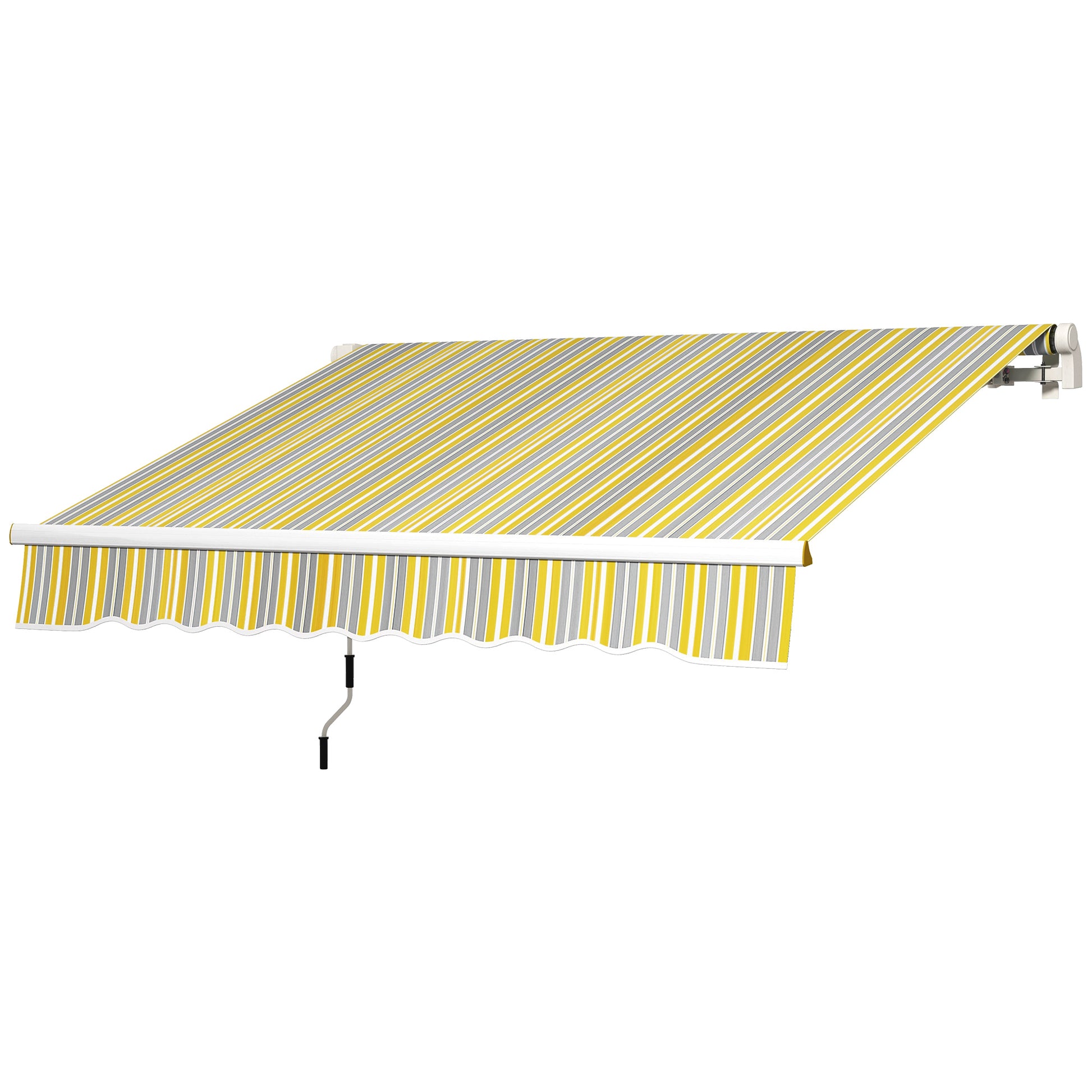 8' x 6.5' Manual Retractable Awning with LED Lights, Aluminum Sun Canopies for Patio Door Window, Yellow and Grey Door Awnings   at Gallery Canada