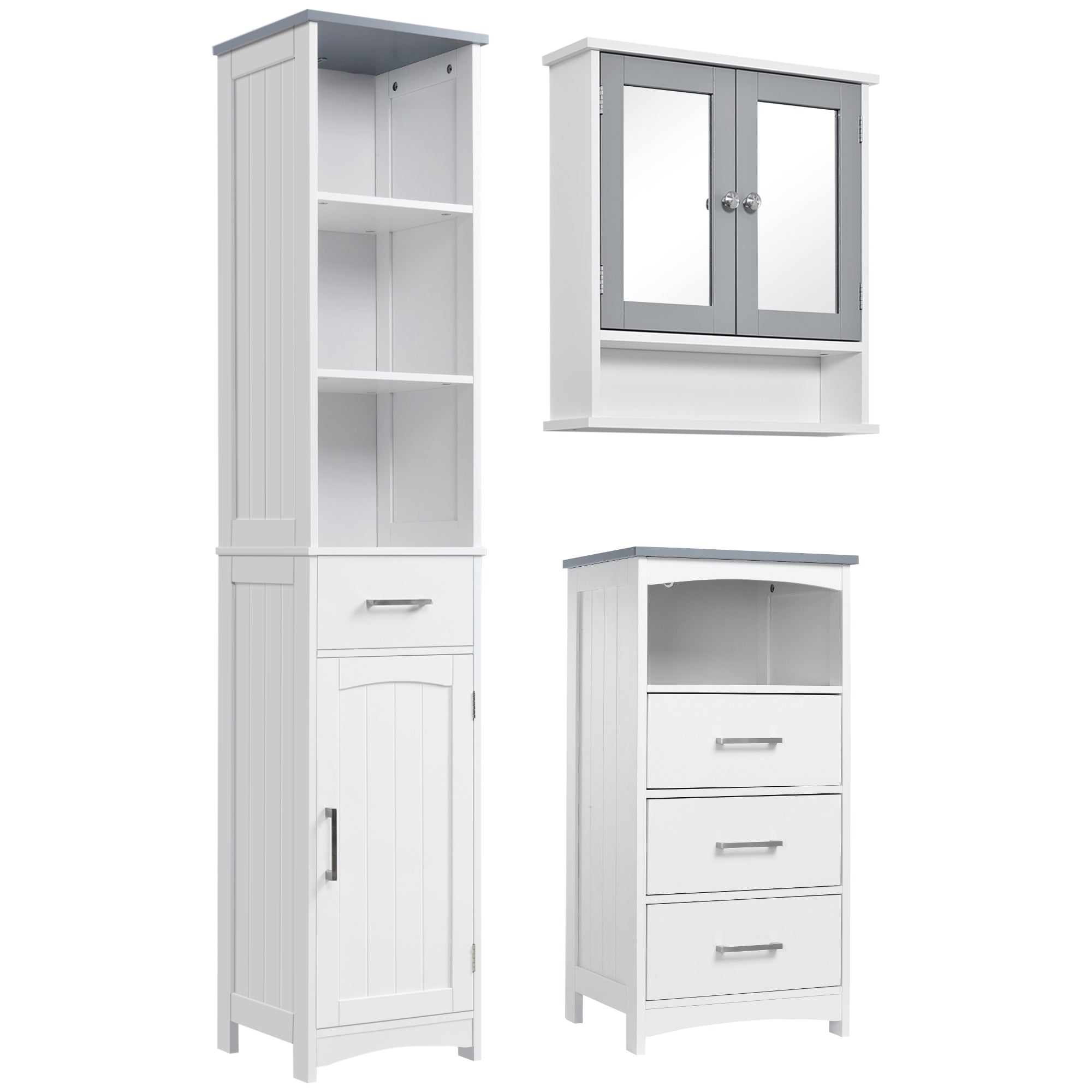 Tall & Small Floor Cabinets, Wall Mount Medicine Cabinet with Mirror, White Storage Cabinets   at Gallery Canada