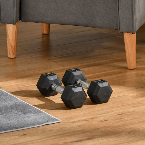 2x10lbs Dumbbells Weight Set, Total 20lbs (10lbs Each) Dumbbell Hand Weight for Body Fitness Training for Home Office Gym, Black