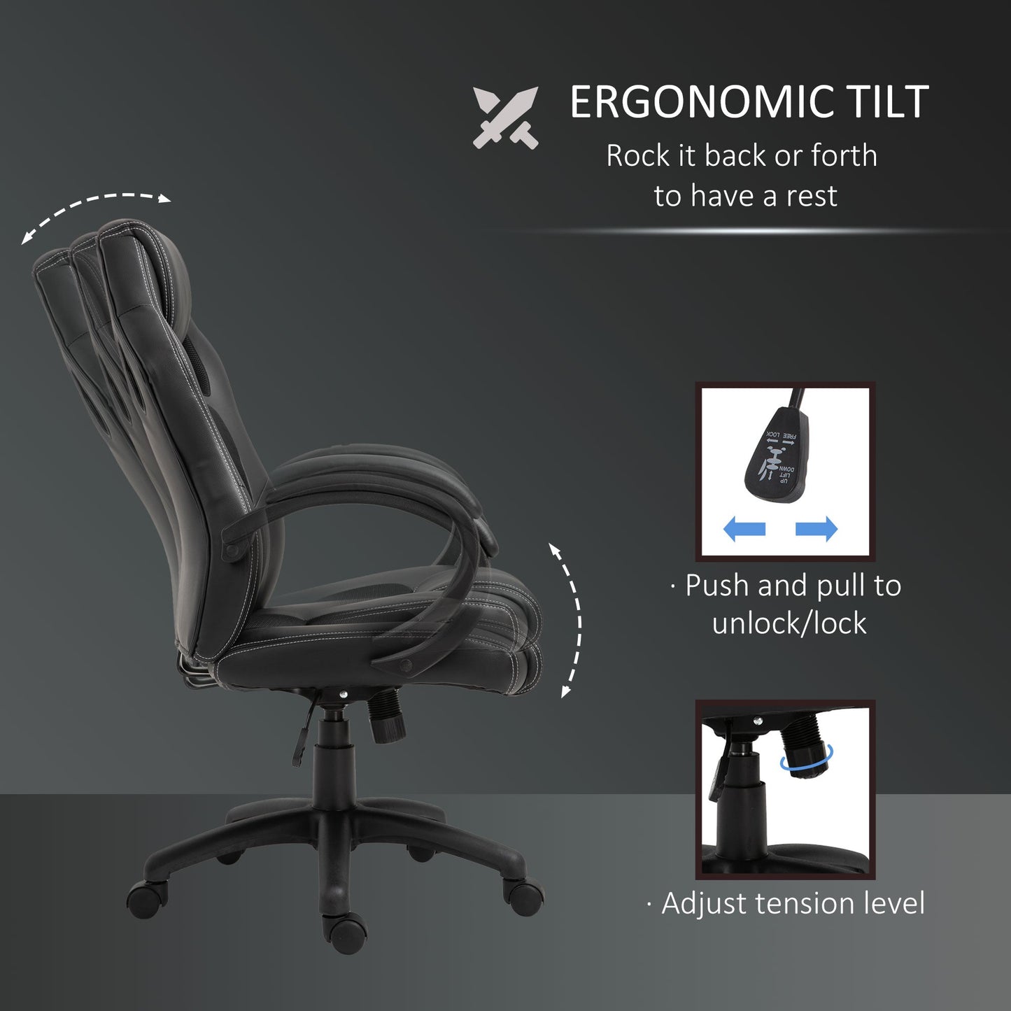 Racing Gaming Chair High Back Office Chair Computer Desk Gamer Chair with Swivel Wheels, Padded Headrest, Tilt Function, Black Executive & Manager Chairs   at Gallery Canada