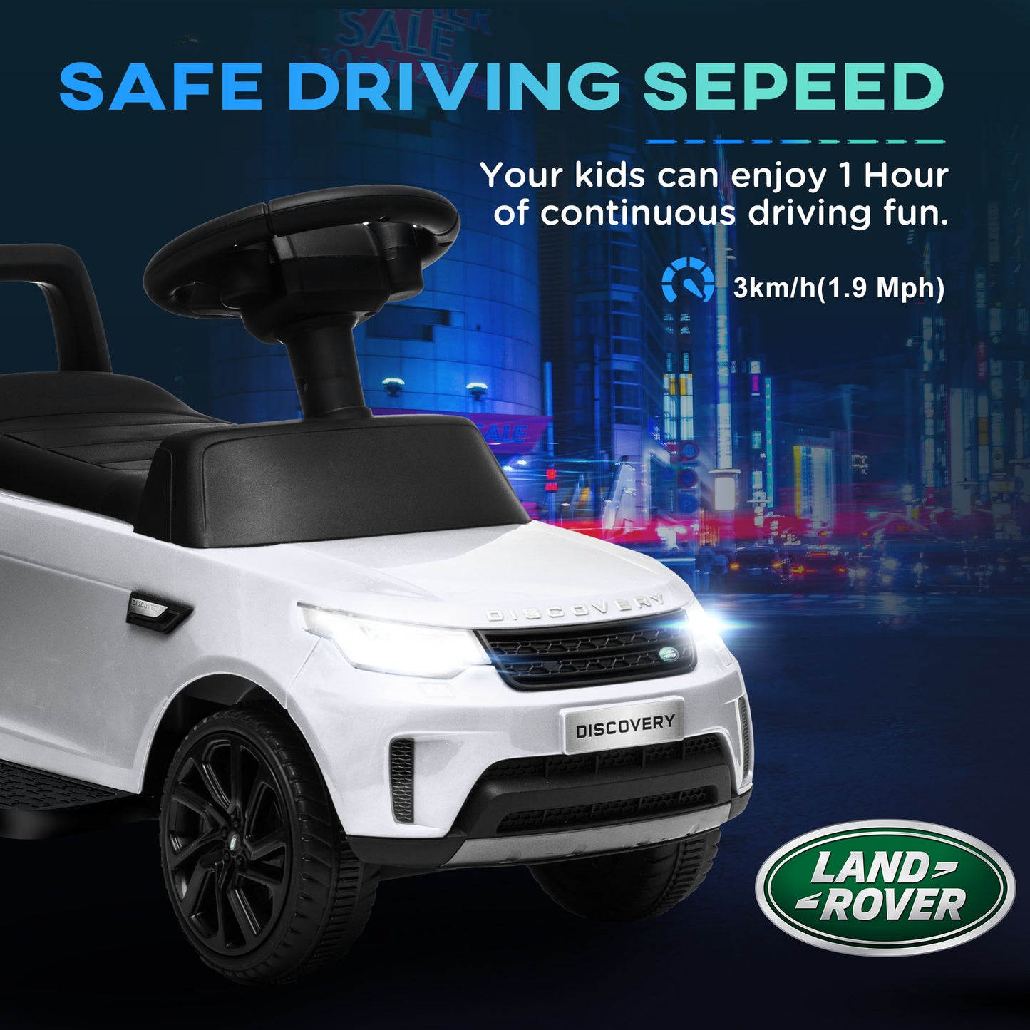 2 in 1 6V Land Rover Licensed Electric Car for Kids, Sliding Car with Music Horn Headlights, for 18-60 Months White Electric Toy Cars   at Gallery Canada