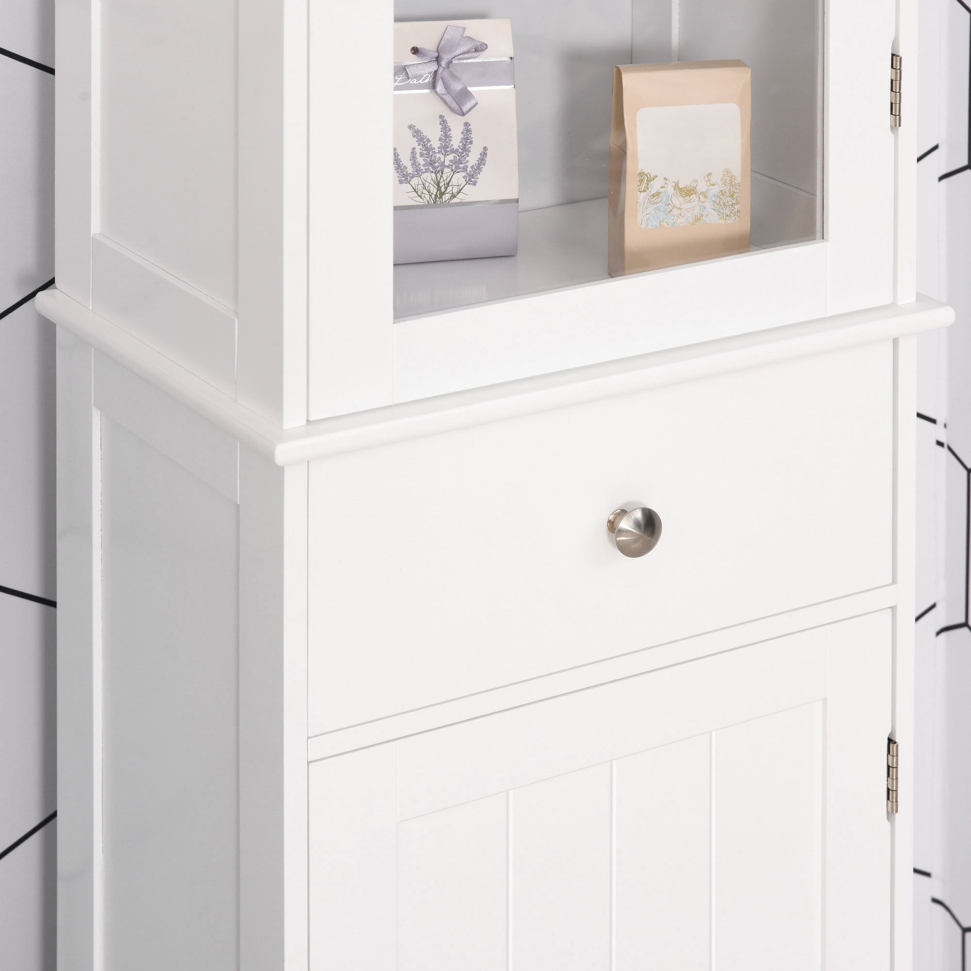 Tall Bathroom Cabinet, Bathroom Storage Cabinet with Drawers, 2 Doors and Adjustable Shelves, White Bathroom Cabinets at Gallery Canada