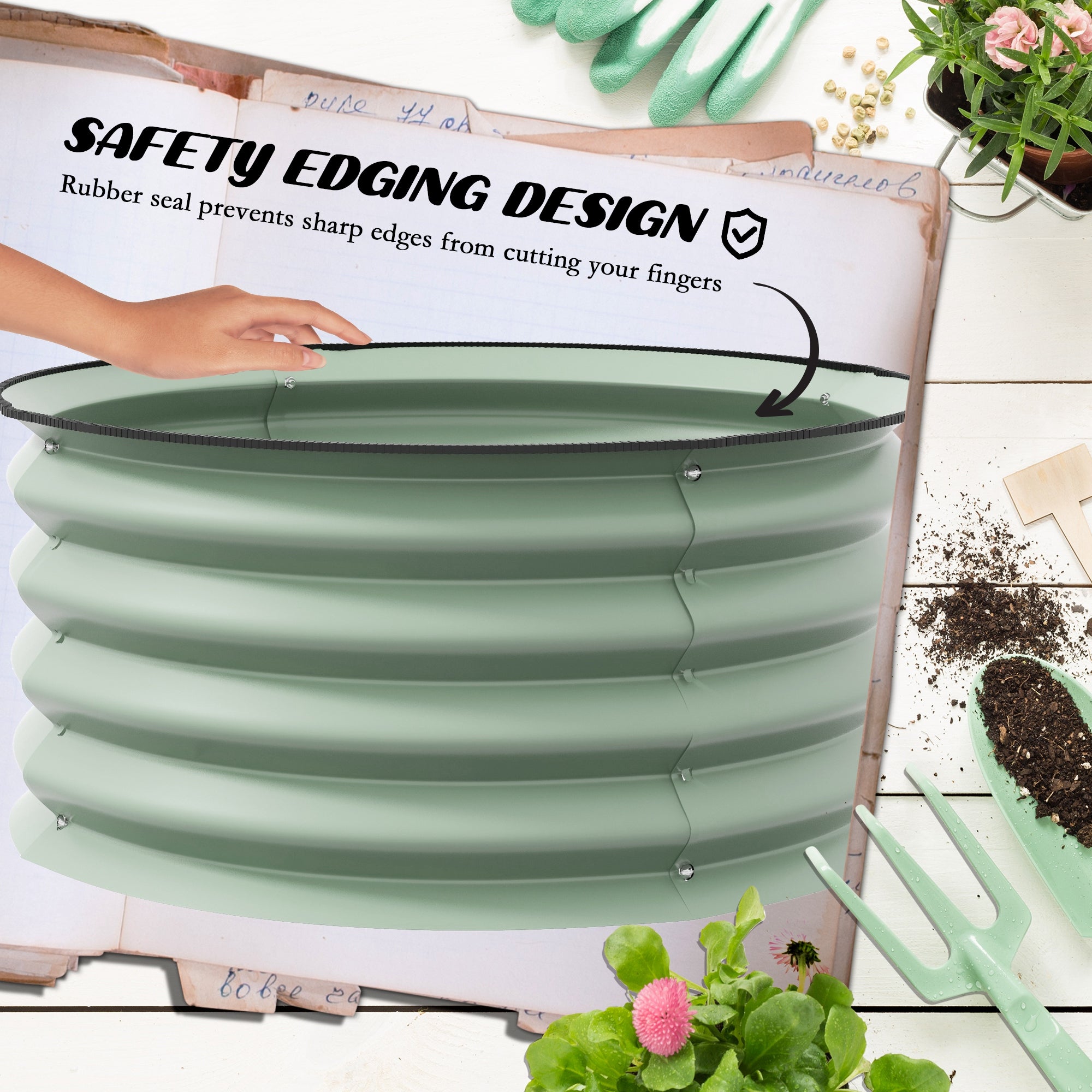 Set of 2 Raised Garden Bed, Metal Planter Box with Safety Edging, Easy-to-assemble Stock Tank, Green Raised Garden Beds at Gallery Canada