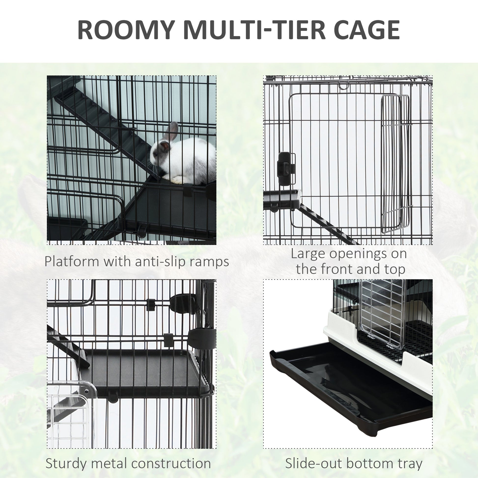 32"L 6-Level Small Animal Cage Rabbit Hutch with Universal Lockable Wheels, Slide-Out Tray for Bunny, Chinchillas, Ferret, Black Houses & Habitats   at Gallery Canada