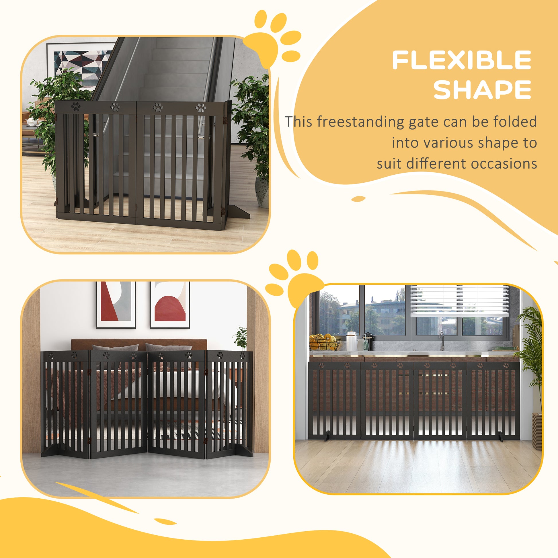 80" Extra Wide Freestanding Pet Gate with Support Feet, Black Houses, Kennels & Pens   at Gallery Canada