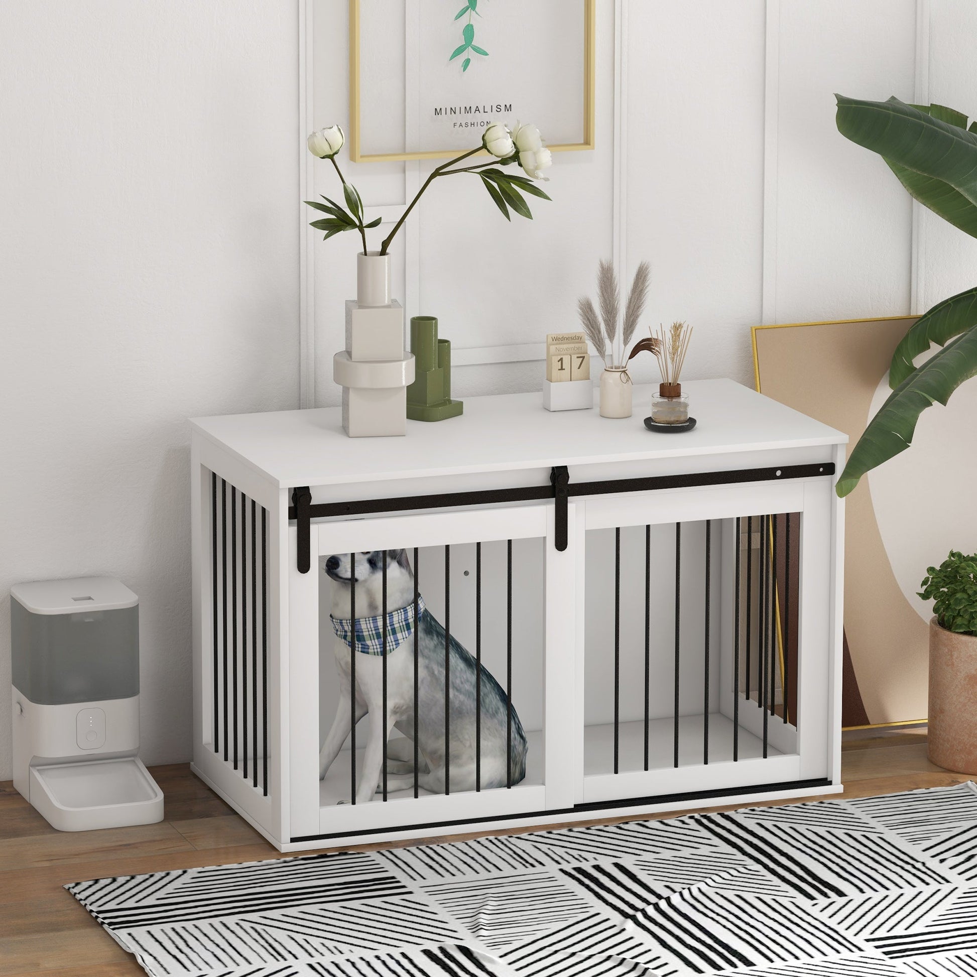 46.5" Dog Crate Furniture, Dog Crate End Side Table for Extra Large Dogs, White Houses, Kennels & Pens   at Gallery Canada