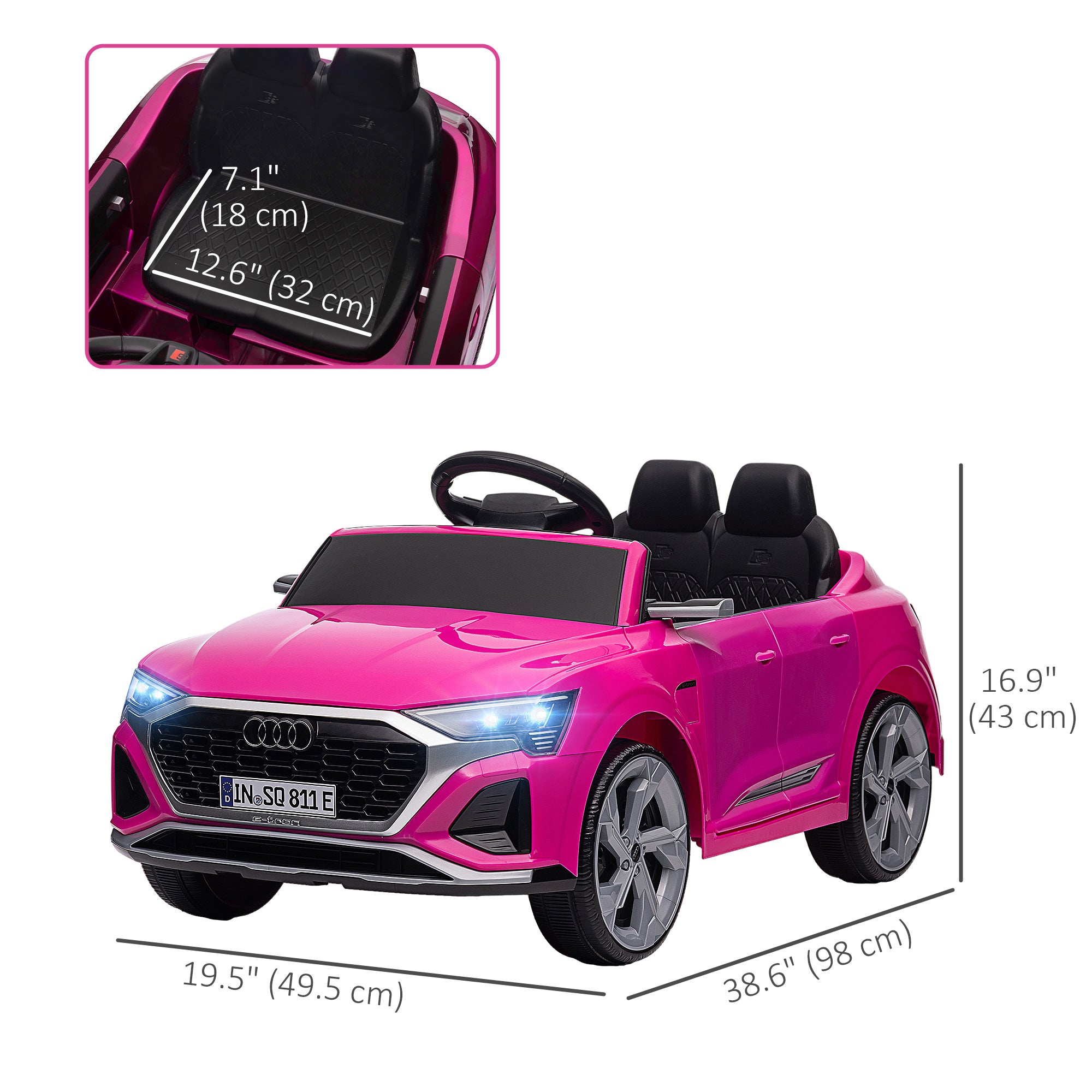 12V Battery Powered Kids Electric Car, Audi Q8 etron Sportback Licensed Ride on Car w/ Remote Control, Pink Electric Toy Cars   at Gallery Canada