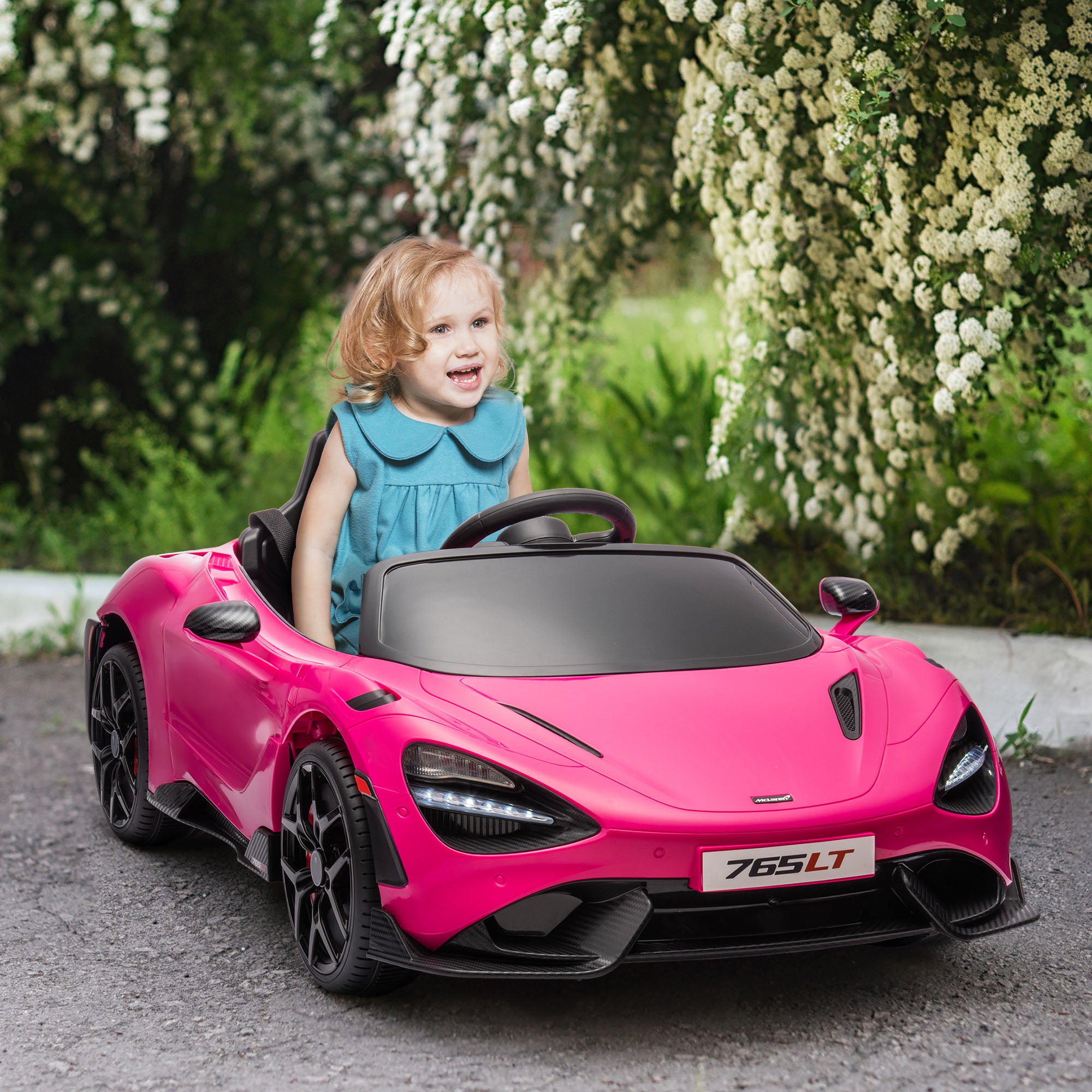 McLaren 765LT Licensed 12V Kids Electric Car w/ Scissor Doors, Training Wheels, Remote, Slow Start, Music Horn Pink Electric Toy Cars   at Gallery Canada