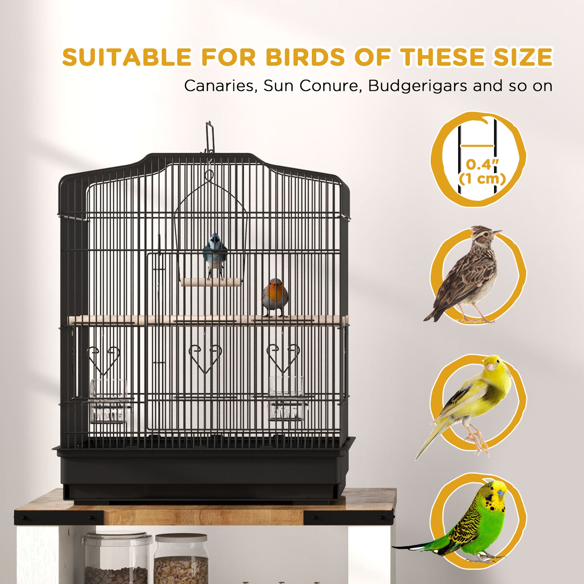 23" Bird Cage, Finches Canaries, Parrot Cage with Doors Perches, 2 Feeder Pet Supplies, Black Bird Cages at Gallery Canada