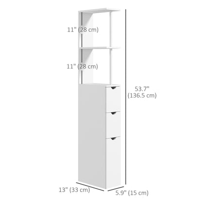 Tall Bathroom Storage Cabinet, Narrow Bathroom Cabinet with Drawers and Open Shelves for Small Spaces, White Bathroom Cabinets   at Gallery Canada