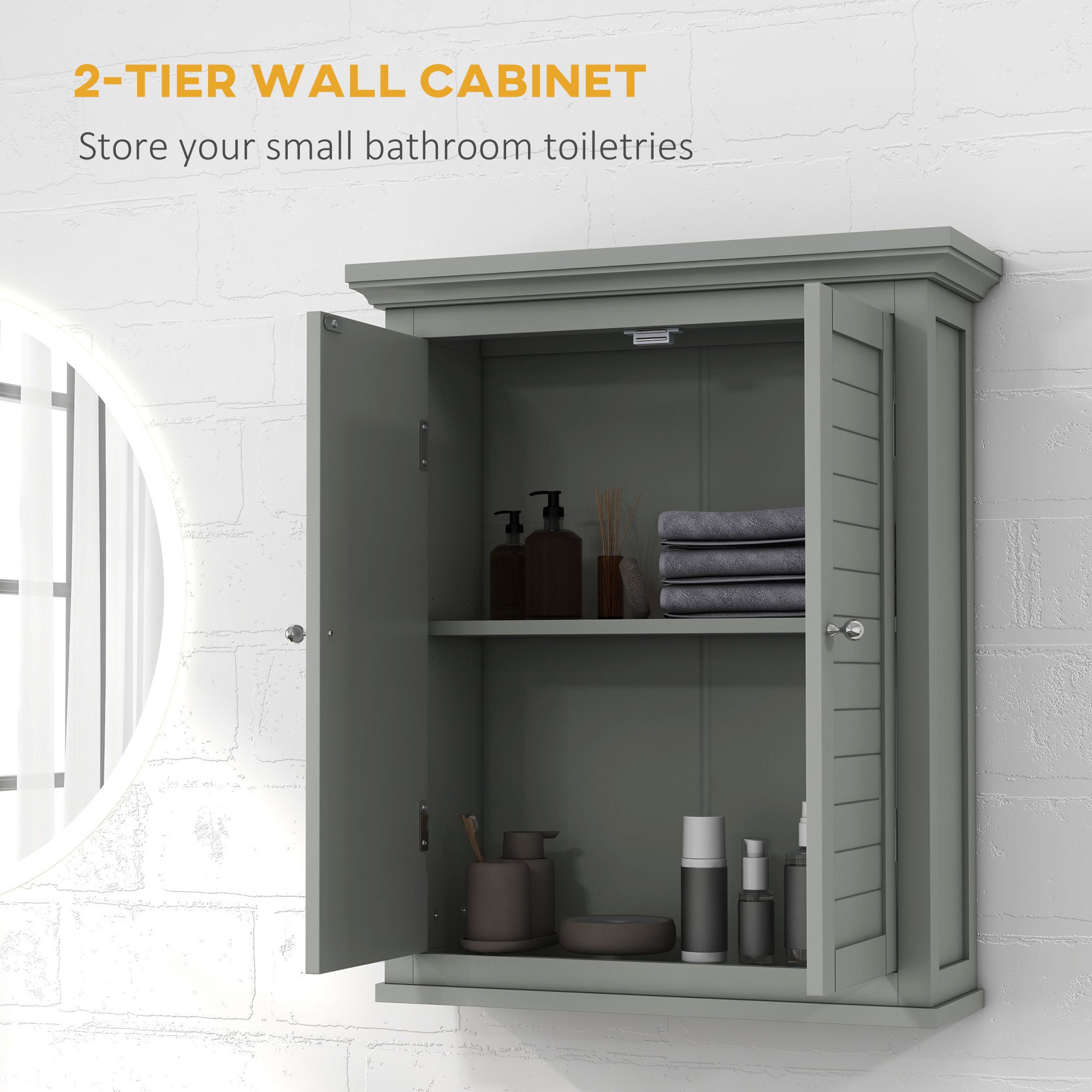 Over Toilet Storage Cabinet, Bathroom Wall Cabinet with Adjustable Shelf for Living Room and Entryway, Grey Wall Mounted Cabinets   at Gallery Canada