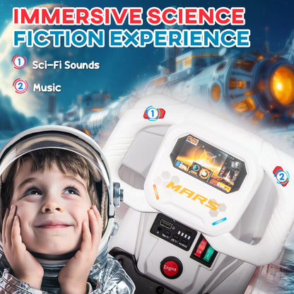 6V Mars Rover Electric Car for Kids with Sci-Fi Sounds, Lights, MP3, for Ages 3-5, White Electric Toy Cars   at Gallery Canada