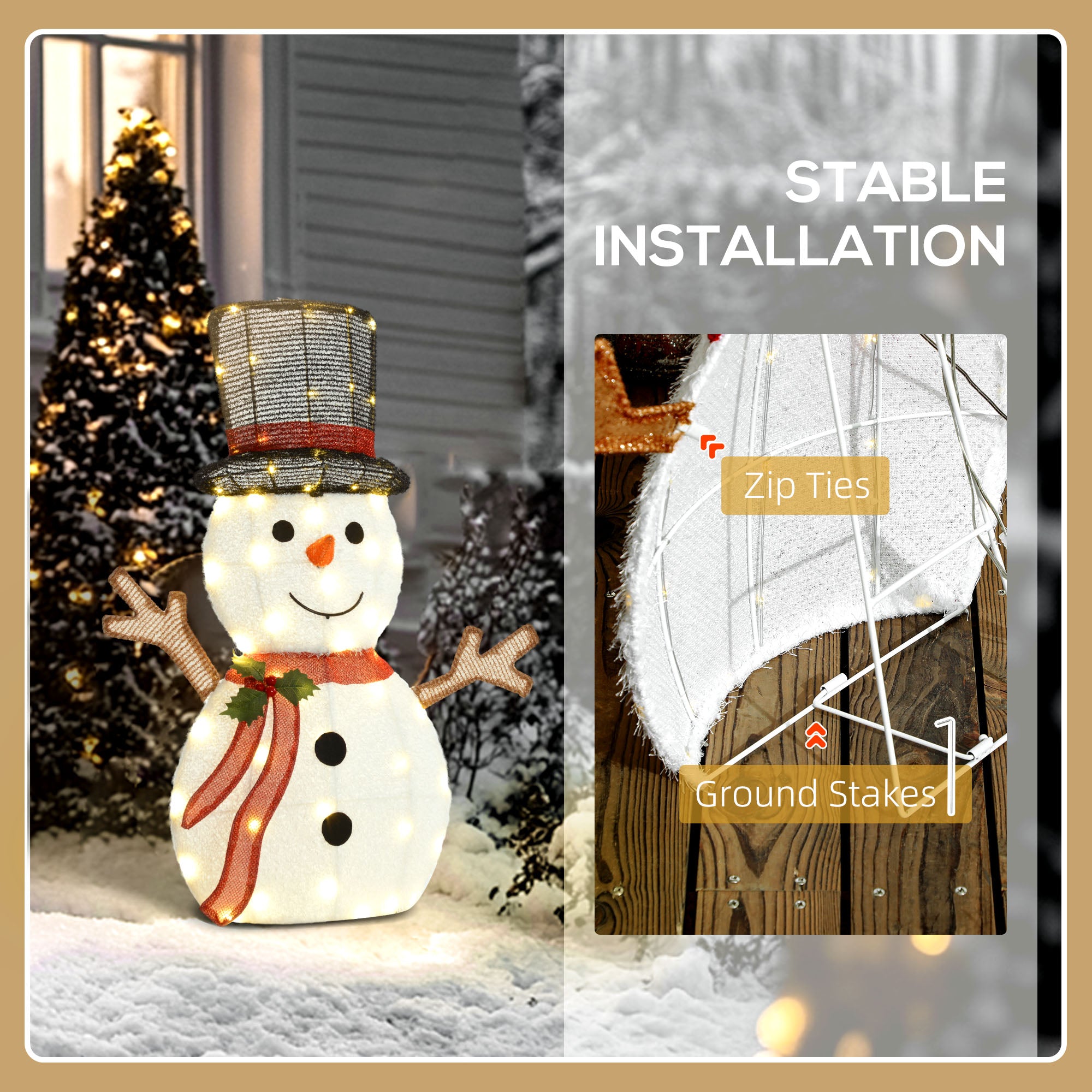 Light Up Snowman Yard Decoration, Lighted Snowman Christmas Decoration for Indoor and Outdoor, White Christmas Decorations   at Gallery Canada