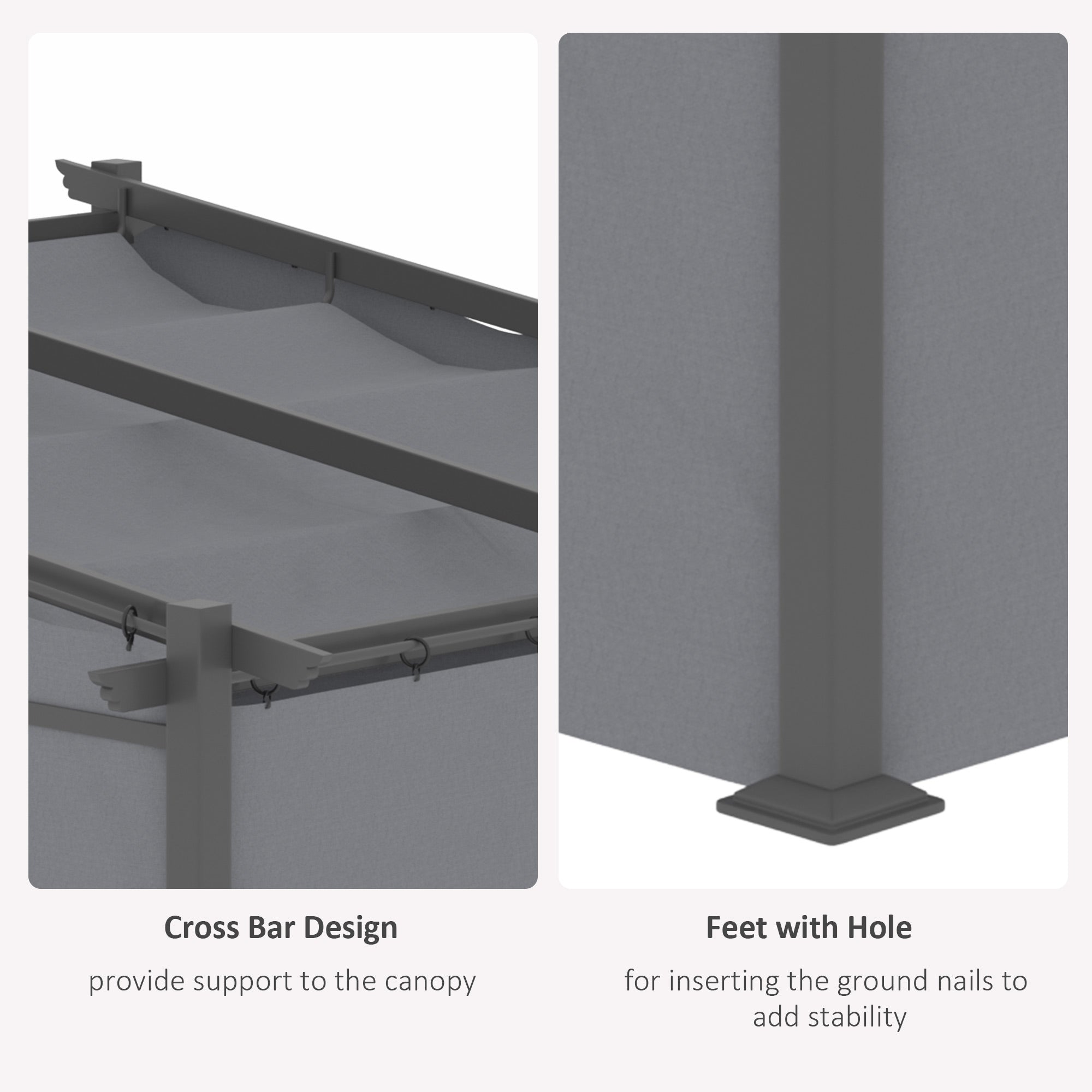 Metal Pergola with Sliding Roof Canopy, Retractable Pergola Canopy, 10' x 10', Dark Grey Pergolas at Gallery Canada