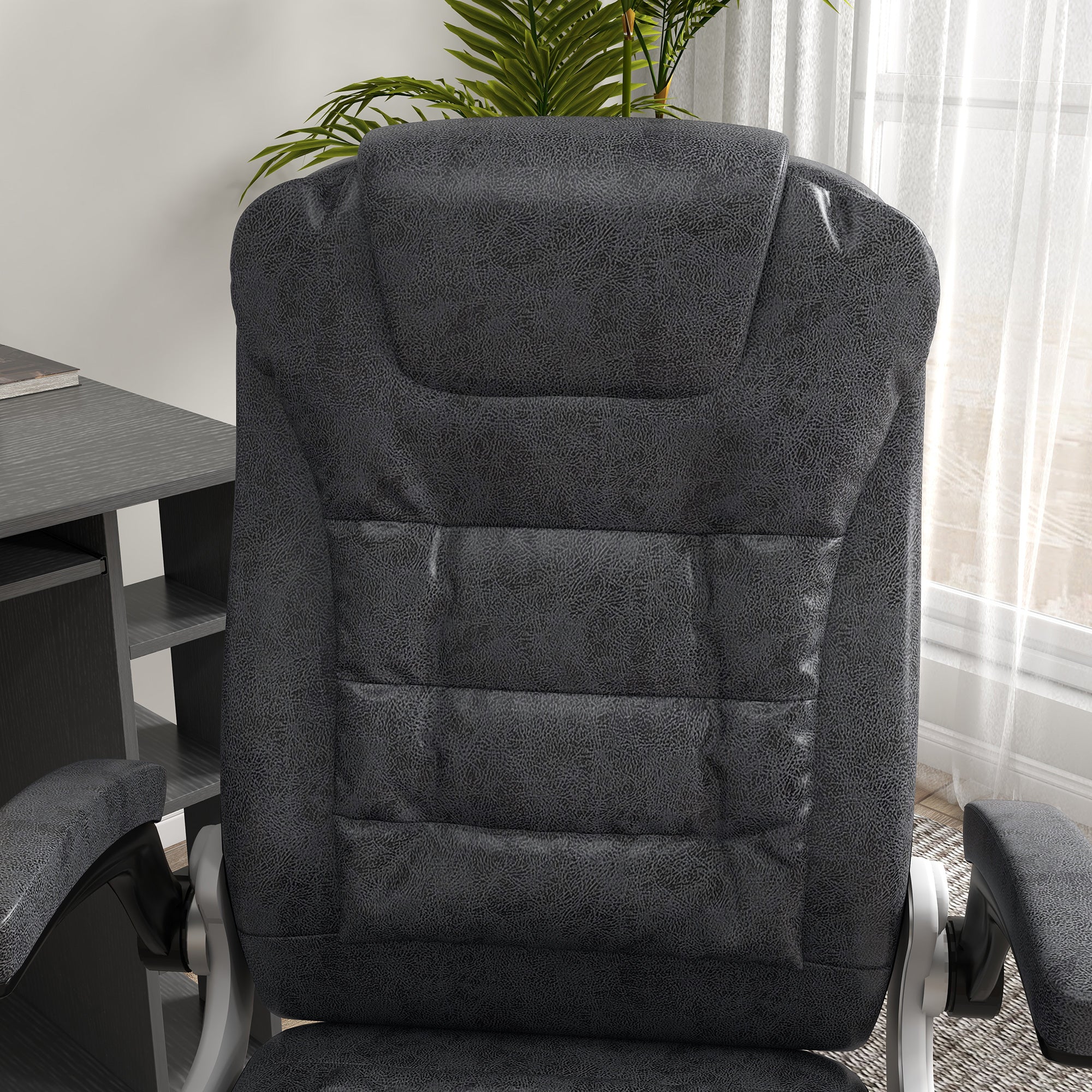 Heavy Duty Microfibre Office Chair, Big and Tall Computer Chair with Flip-up Arm, 400lbs, Charcoal Grey Executive & Manager Chairs   at Gallery Canada