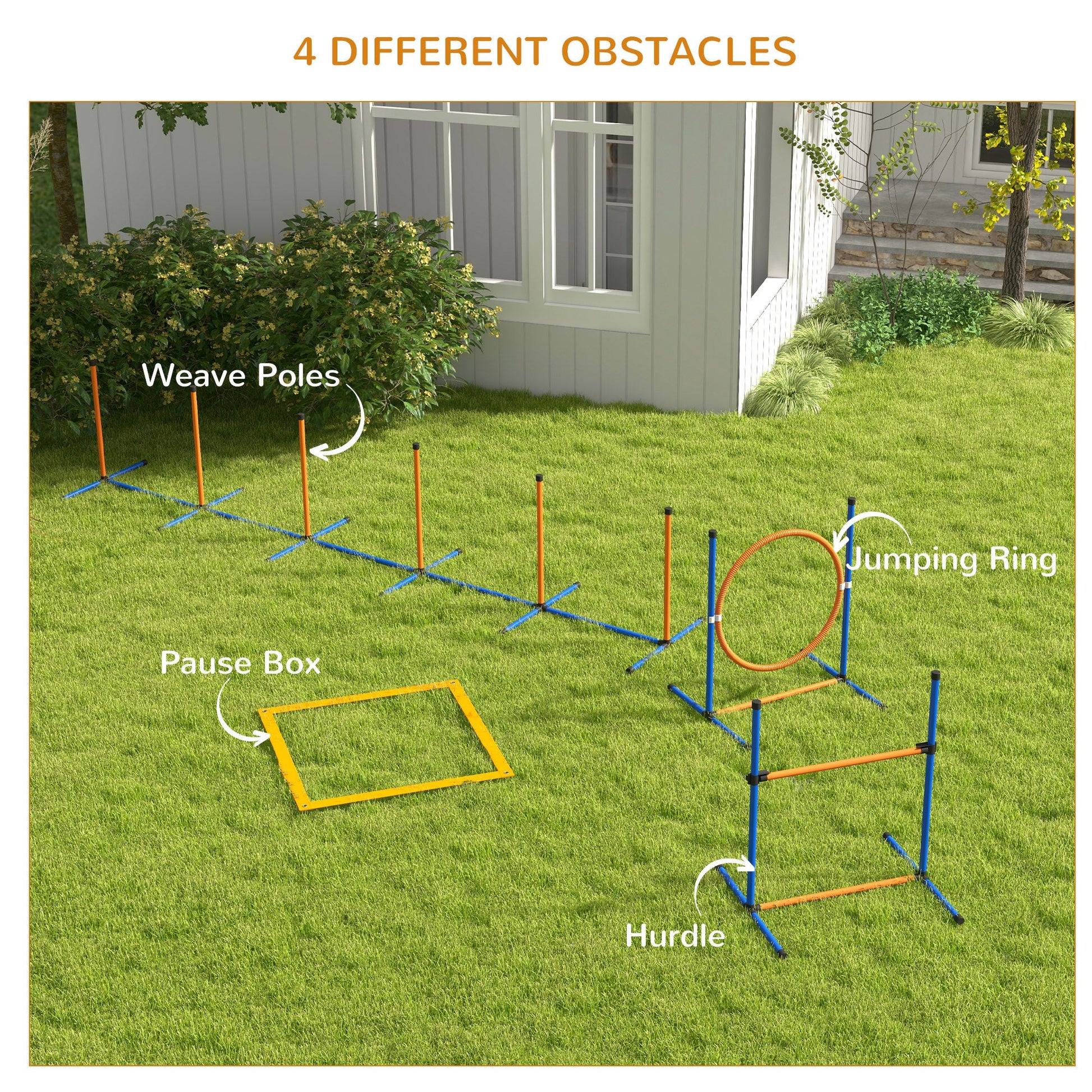 Dog Agility Training Equipment w/ Weave Poles, Adjustable Hurdle, Jump Ring, Pause Box, Whistle, Balls, Carry Bag Dog Agility Training Equipment   at Gallery Canada