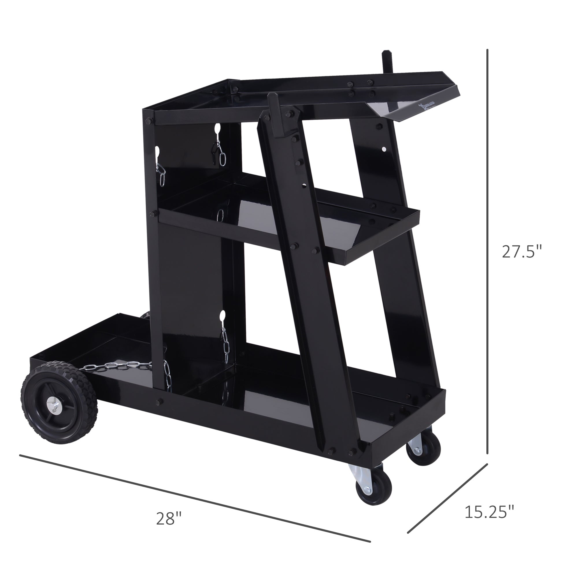 3 Tier Welding Cart Welder Trolley Garage Welding/Plasma Cutter Cart for Tanks Gas Bottles w/ Safety Chain Black Tool Organizers   at Gallery Canada