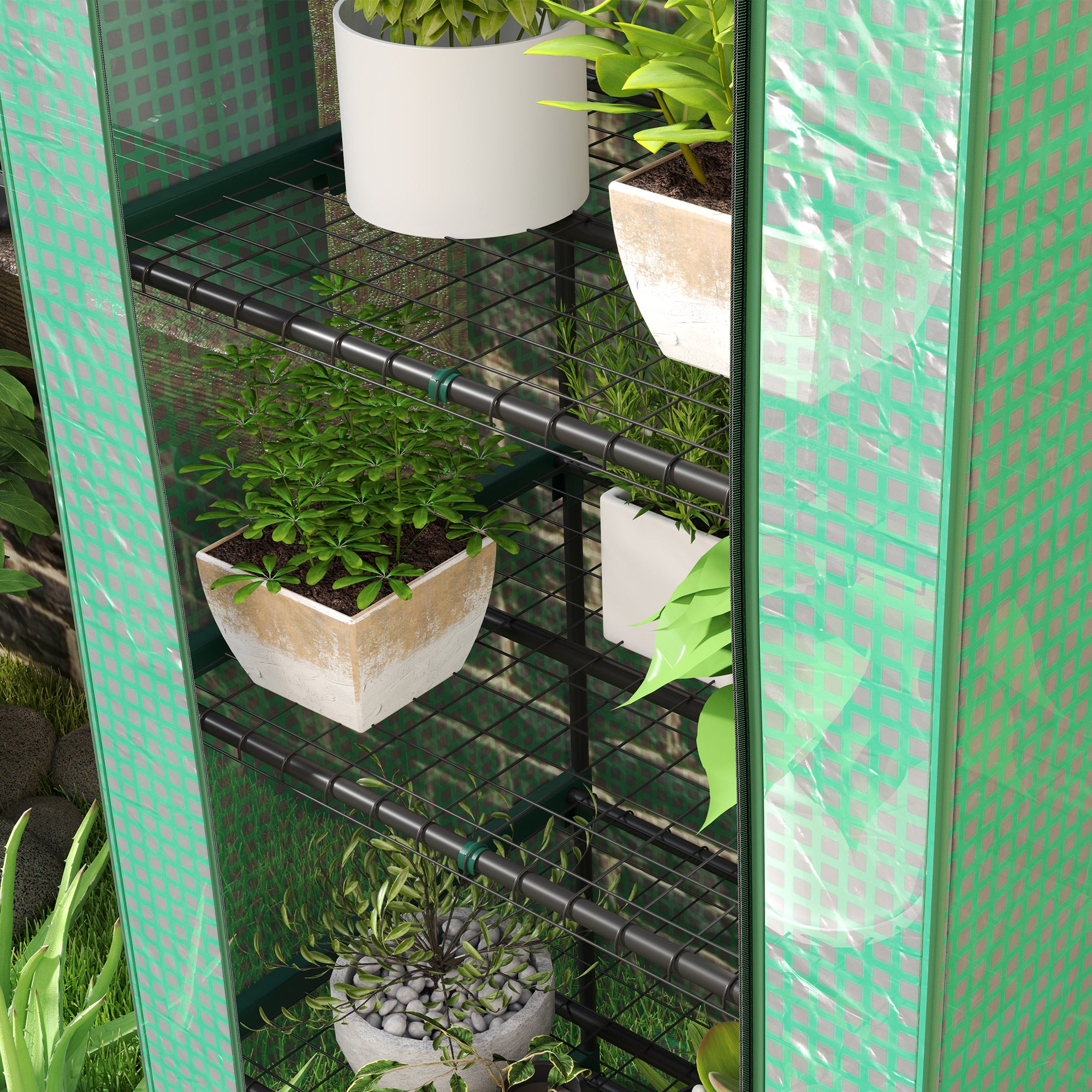 5 Tier Mini Greenhouse, Portable Outdoor Flower Stand with Shelf Clips, Indoor Greenhouse with Steel Frame, Transparent, 27.25