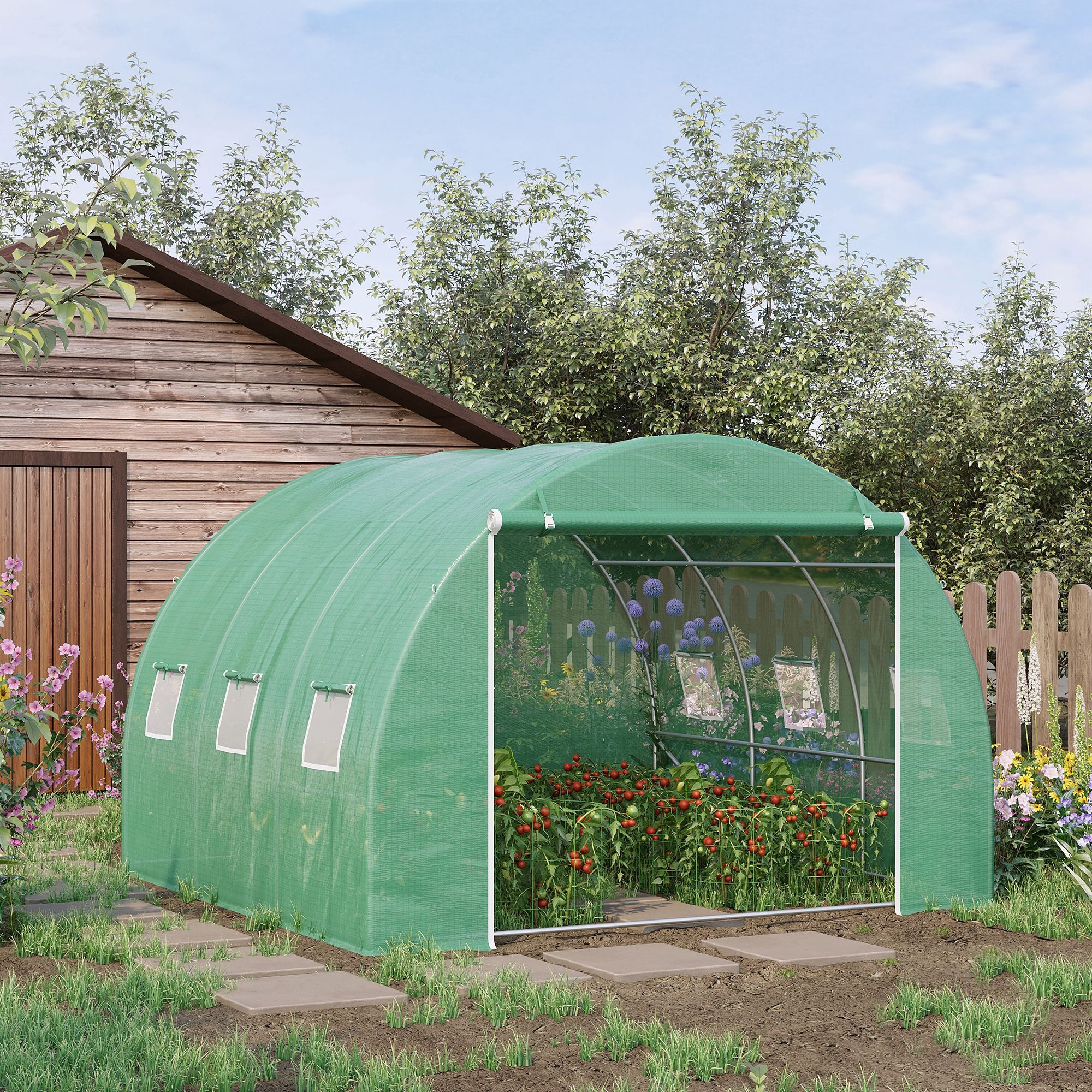 10' x 10' x 6.5' Walk-in Tunnel Greenhouse with High-Quality Transparent PE Cover, Zipper Doors, &; Windows Walk In Greenhouses at Gallery Canada