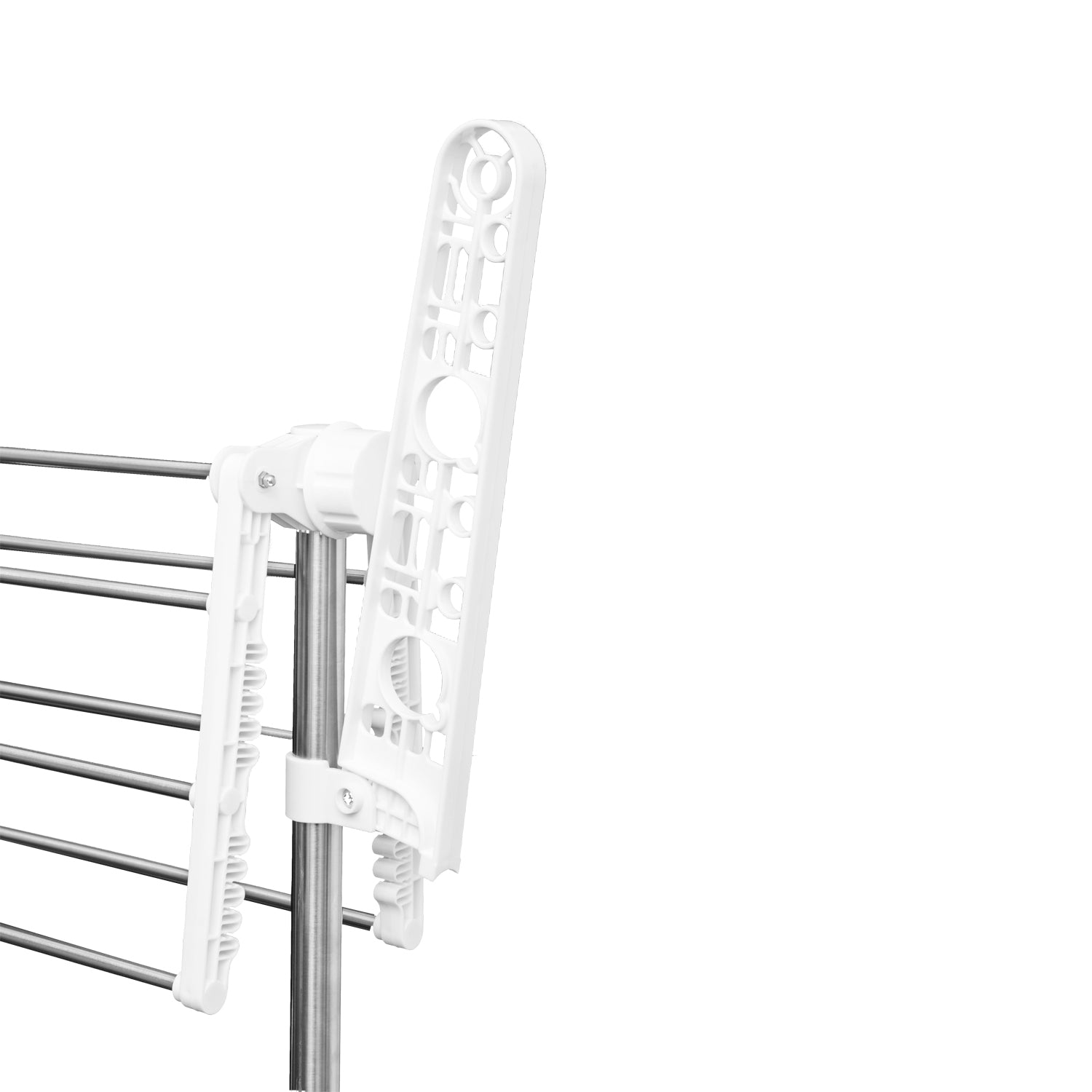 3-Tier Clothes Drying Rack, Stainless Steel Laundry Rack with 2 Side Wings and 6 Castors, Collapsible Adjustable Clothes Airer for Indoor Outdoor, White Bath Accessories at Gallery Canada