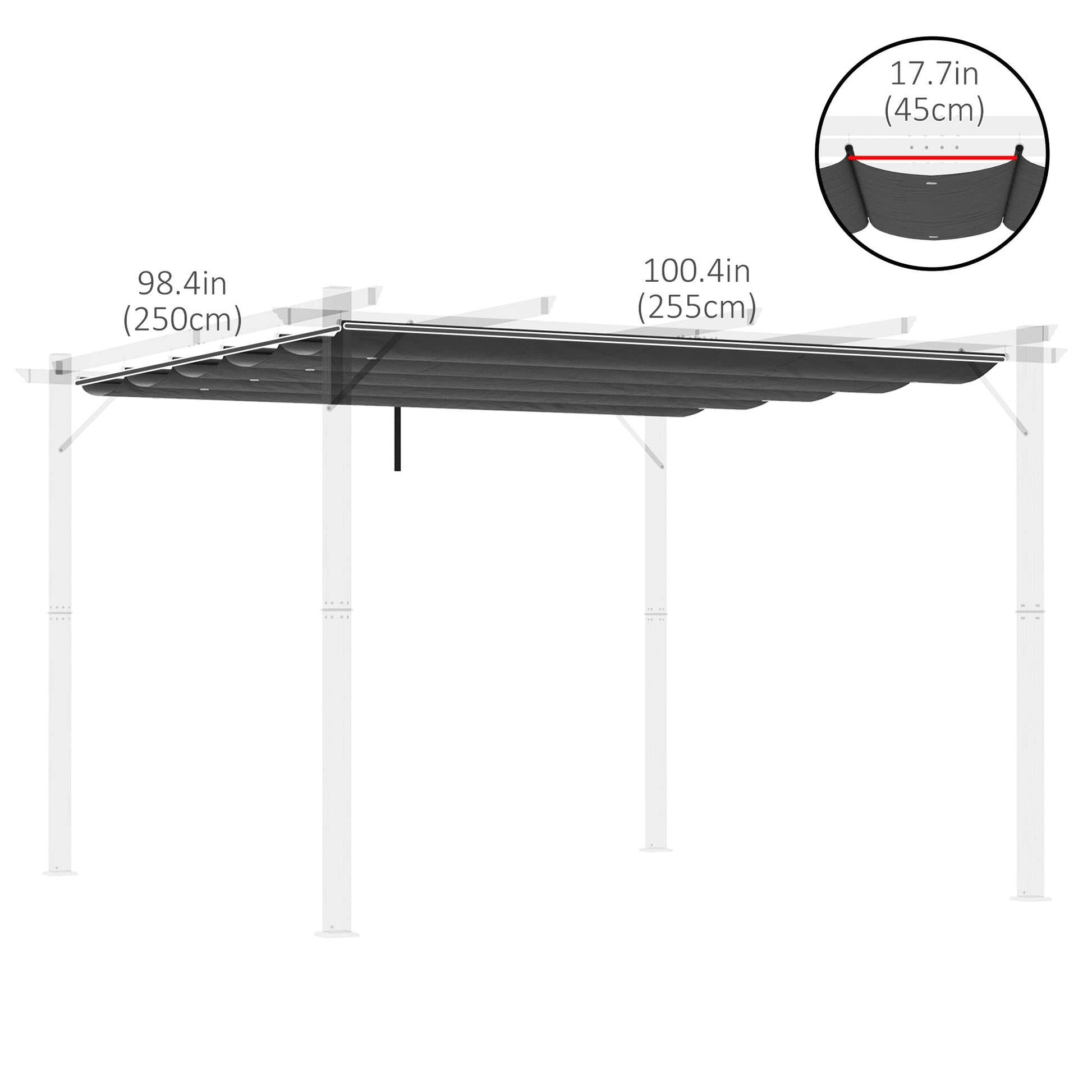 Retractable Replacement Pergola Canopy for 9.8' x 9.8' Pergola, Pergola Cover Replacement, Dark Grey Gazebo Canopy Replacement   at Gallery Canada