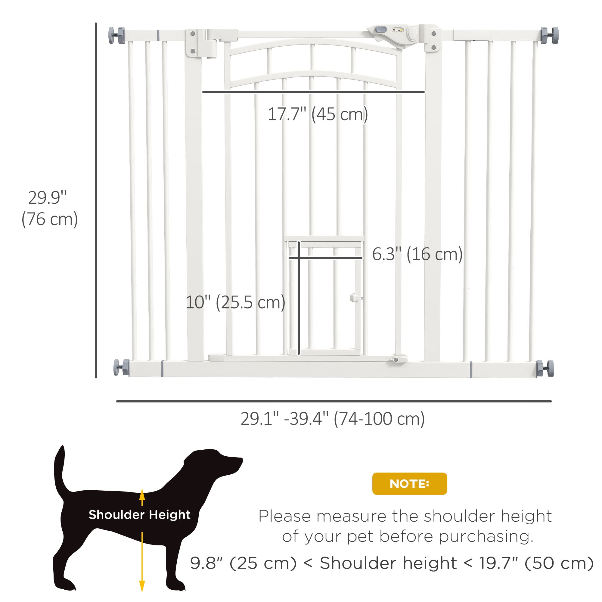 Auto-Close Pet Gate, Stair Gate with Cat Door, Double Locking for Doorways Hallways Stairs, Fits 29