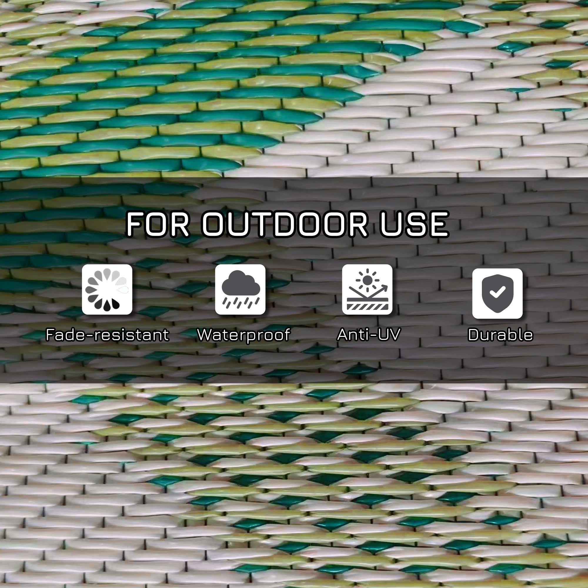 Reversible Outdoor Rug with Carry Bag, 9' x 12' Waterproof Rug, Portable RV Camping Carpet for Backyard Garden Decor at Gallery Canada