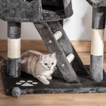 94"-102" Floor to Ceiling Cat Tree High Cat Condo Scratching Post Activity Center Multi-Level Play House Dark Grey Floor to Ceiling Cat Trees   at Gallery Canada