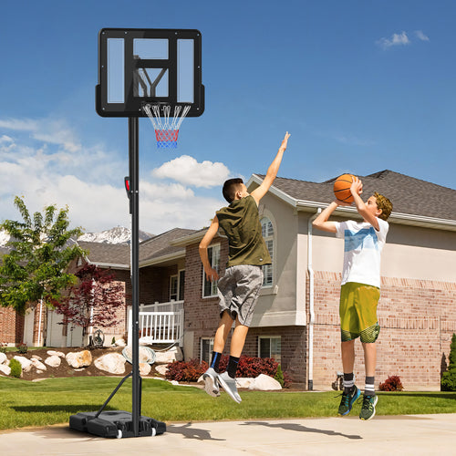 7.7-10ft Basketball Hoop, Freestanding Basketball System with 43'' Shatterproof Backboard and Wheels