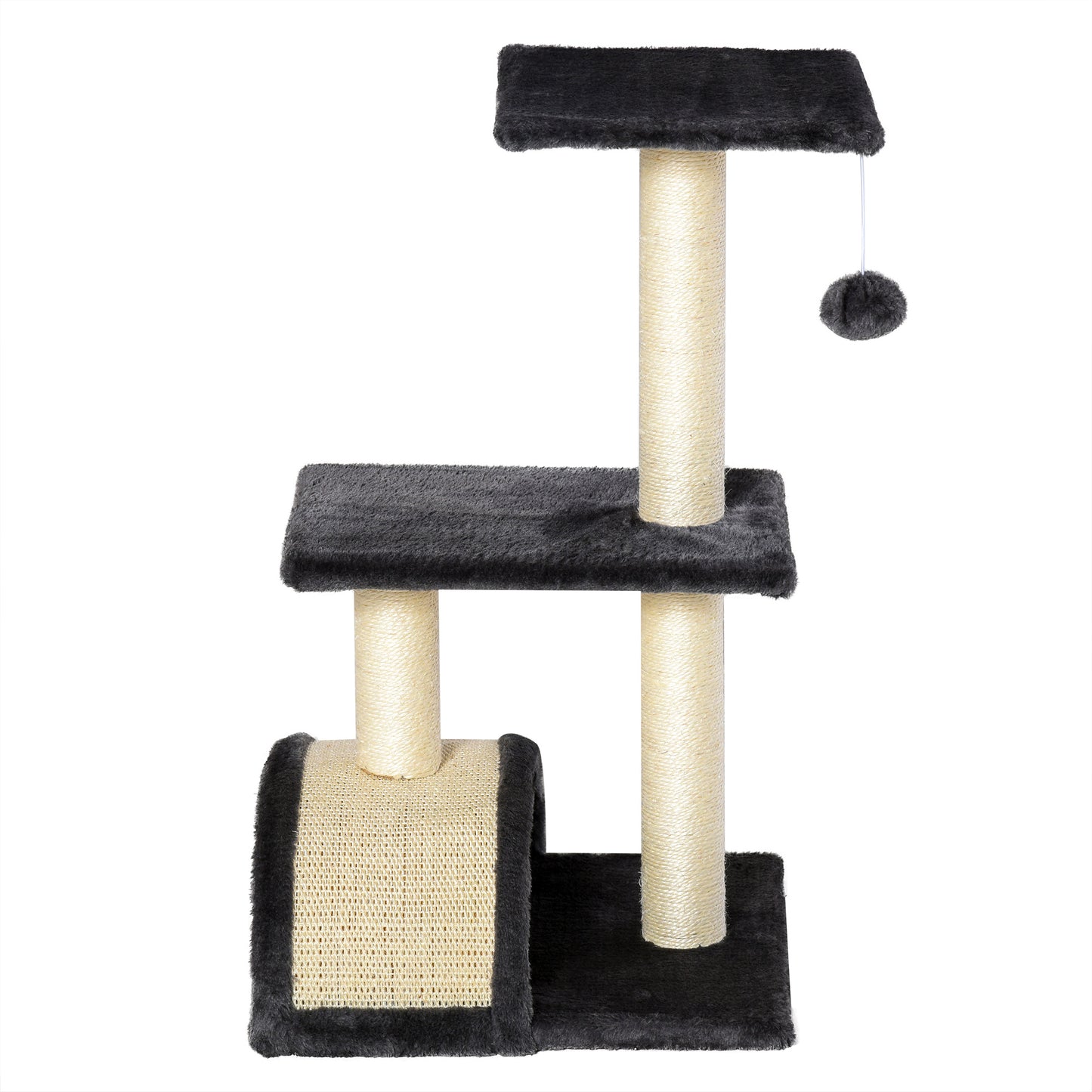 28" Cat Tree with Scratching Post, Pad, Toy Ball for Indoor Cats, Grey Cat Towers   at Gallery Canada