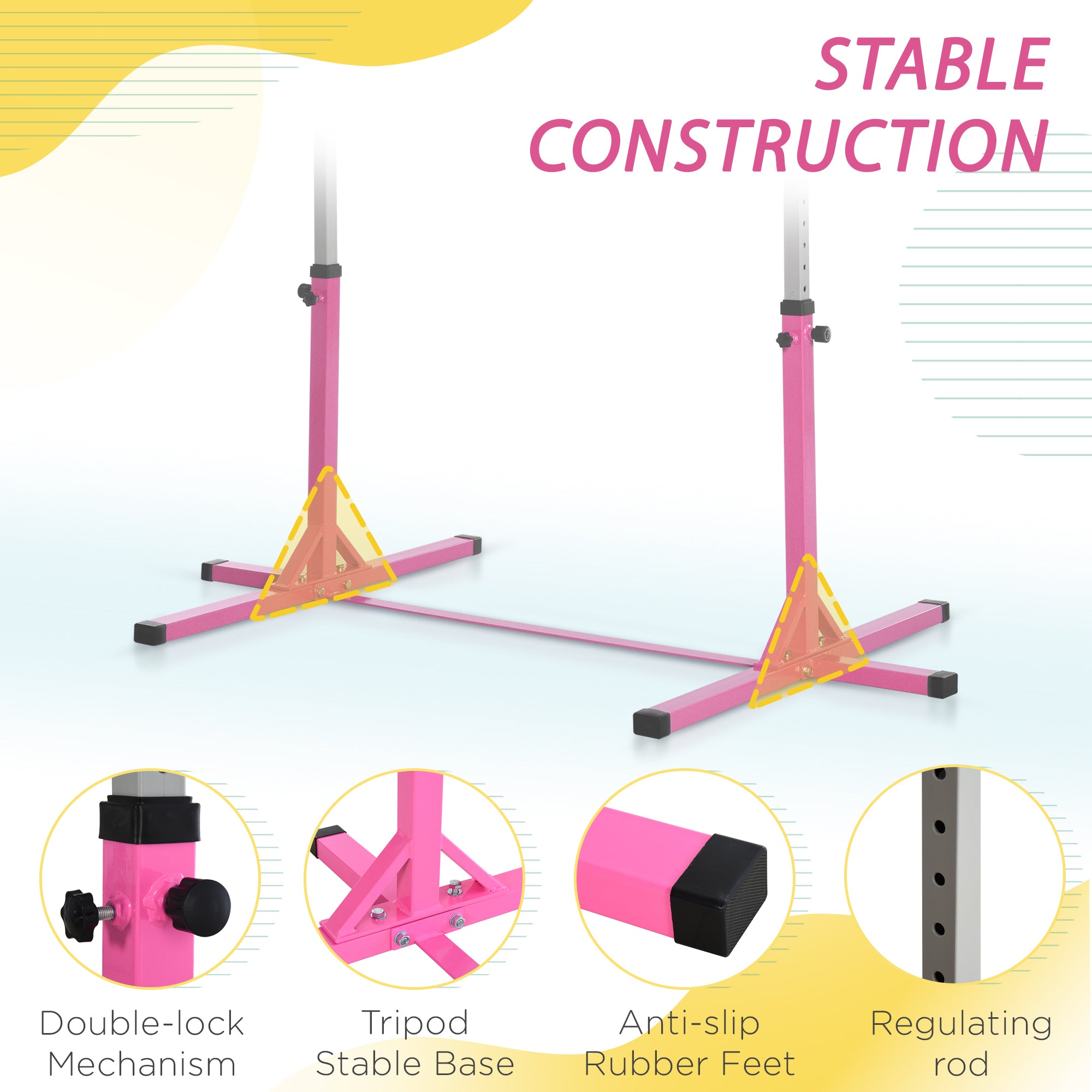 Professional Gymnastics Bar for Kids, Toddler Home Gymnastics Equipment with 13-level Adjustable Height, Pink Baby Gym & Playmats at Gallery Canada