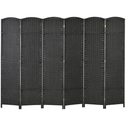 5.6 Ft Tall Folding Room Divider, 6 Panel Portable Privacy Screen, Hand-Woven Partition Wall Divider, Black Room Dividers   at Gallery Canada