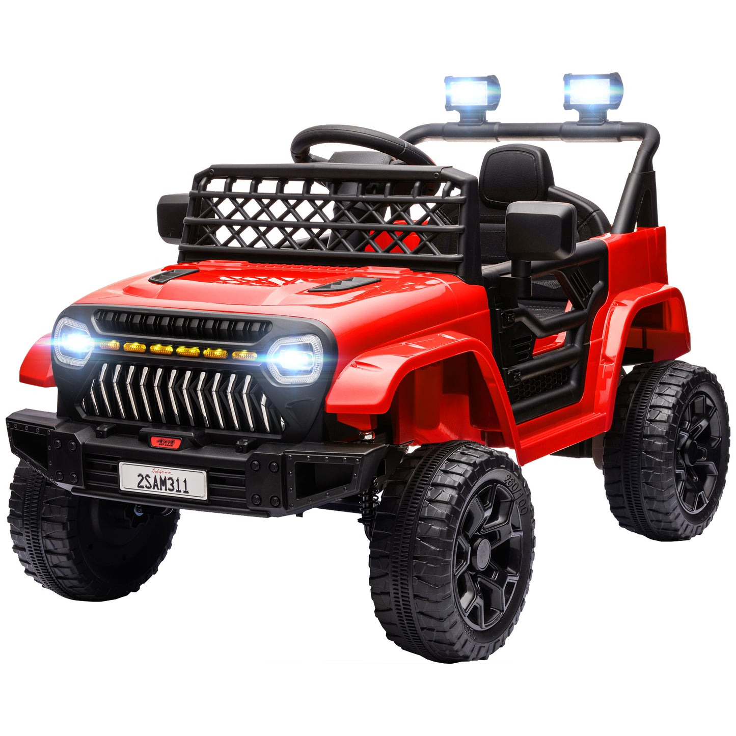 12V Ride on Truck, Electric Car for Kids with Remote Control, Suspension, 3 Speeds, USB Music Headlights, Red Electric Toy Cars   at Gallery Canada