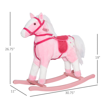 Rocking Horse Plush Pony Children Kid Ride on Toy w/ Realistic Sound (Light Pink) Rocking Horses   at Gallery Canada