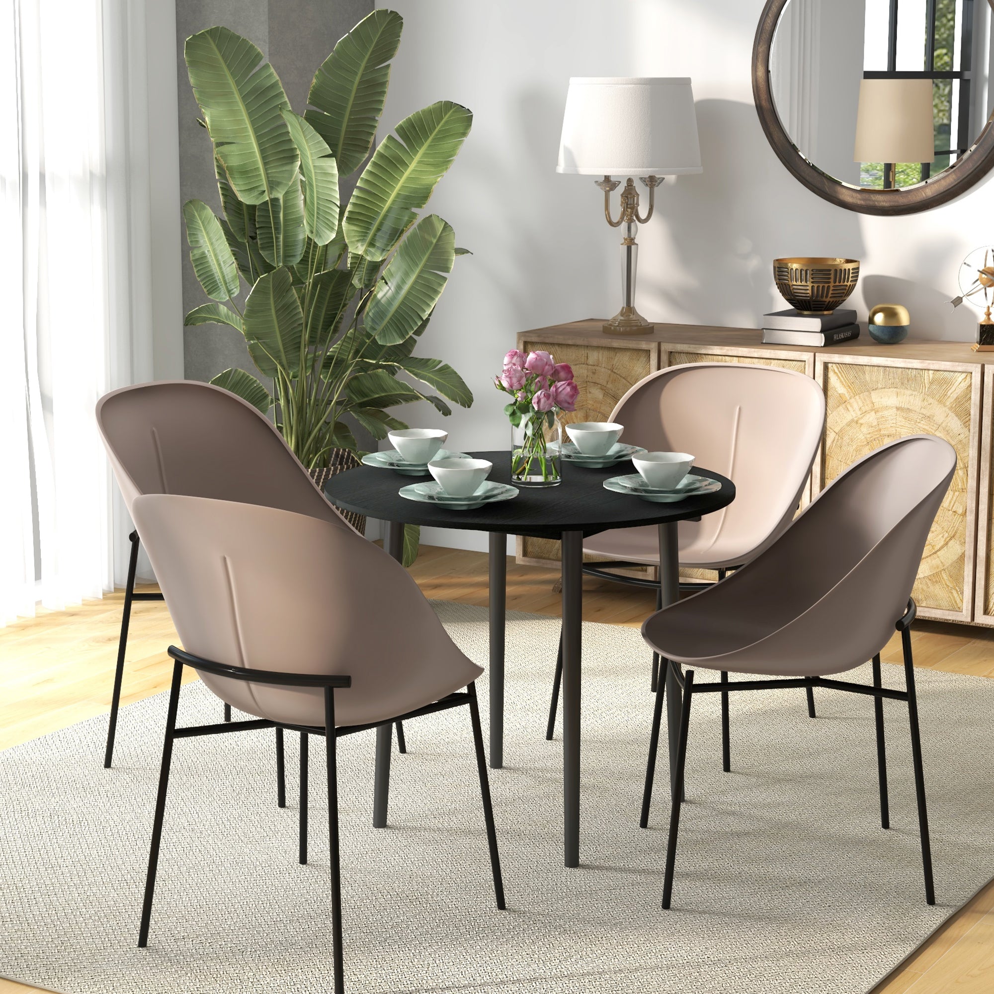 Folding Dining Table, Round Drop Leaf Kitchen Table for Small Spaces with Wood Legs, Distressed Black Bar Tables & Dining Tables at Gallery Canada