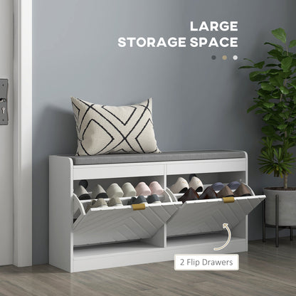 Shoe Storage with Seat, Upholstered Hallway Bench, Shoe Bench with 2 Flip Drawers and 2 Vents for 8 Pairs of Shoes Shoe Storage Cabinets & Racks   at Gallery Canada